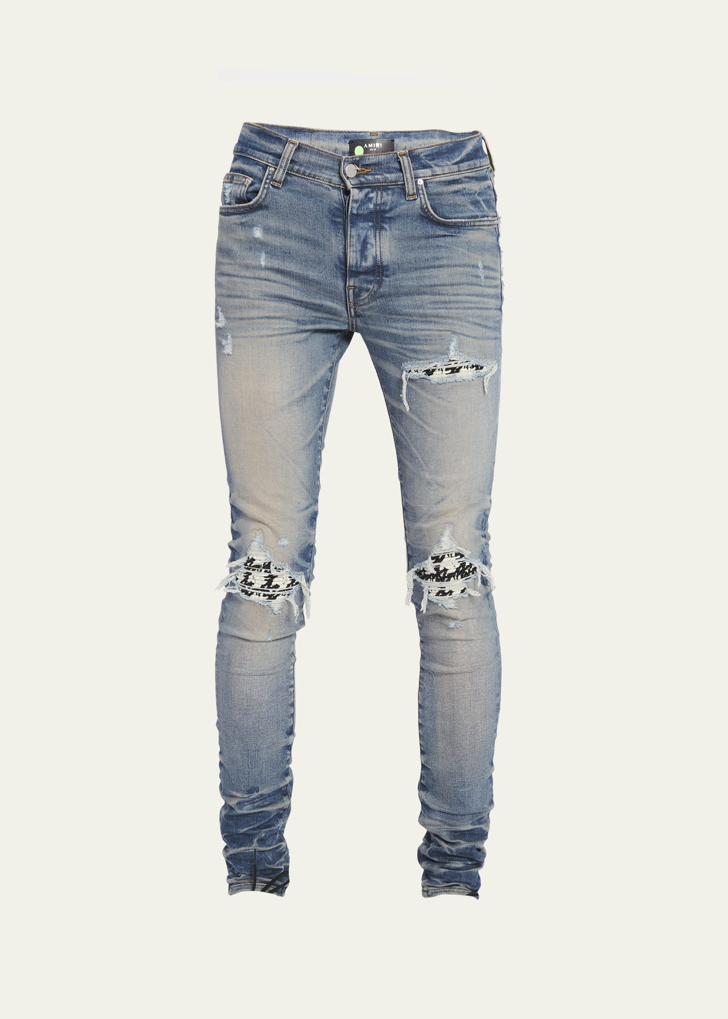 Amiri Men's MX1 Skinny Jeans with Tweed Patches - Bergdorf Goodman