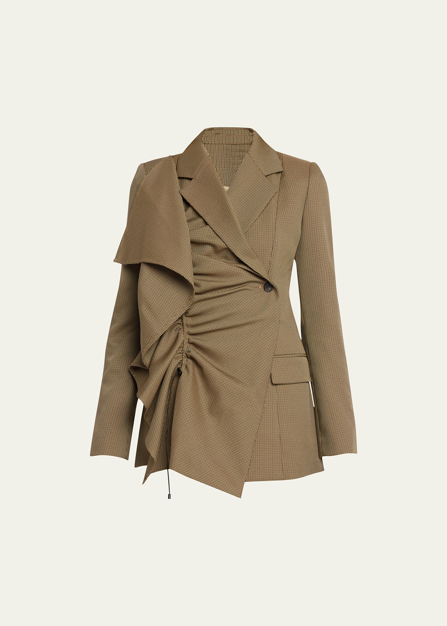BESFXXK Micro Houndstooth Ruffle-Trim Drawcord Blazer - Bergdorf Goodman BESFXXK Micro Houndstooth Ruffle-Trim Drawcord Blazer