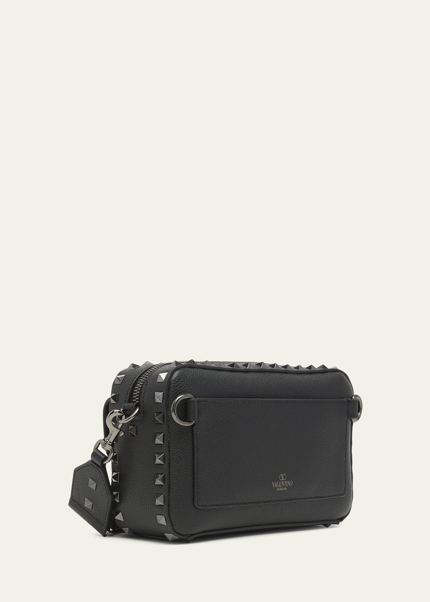 Valentino Garavani Small Rockstud Grainy Leather Hobo Bag