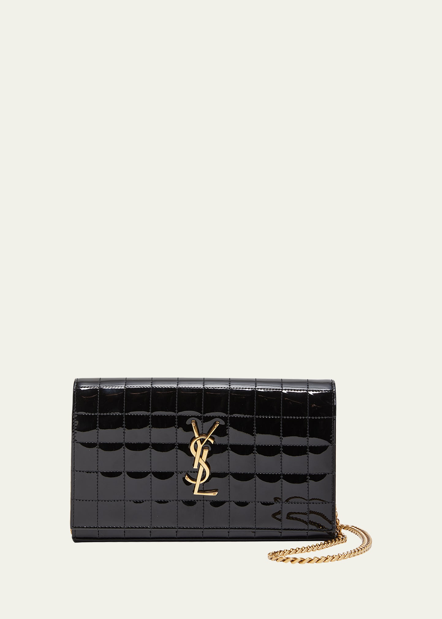 Saint Laurent YSL Classic Patent Quilted Wallet on Chain