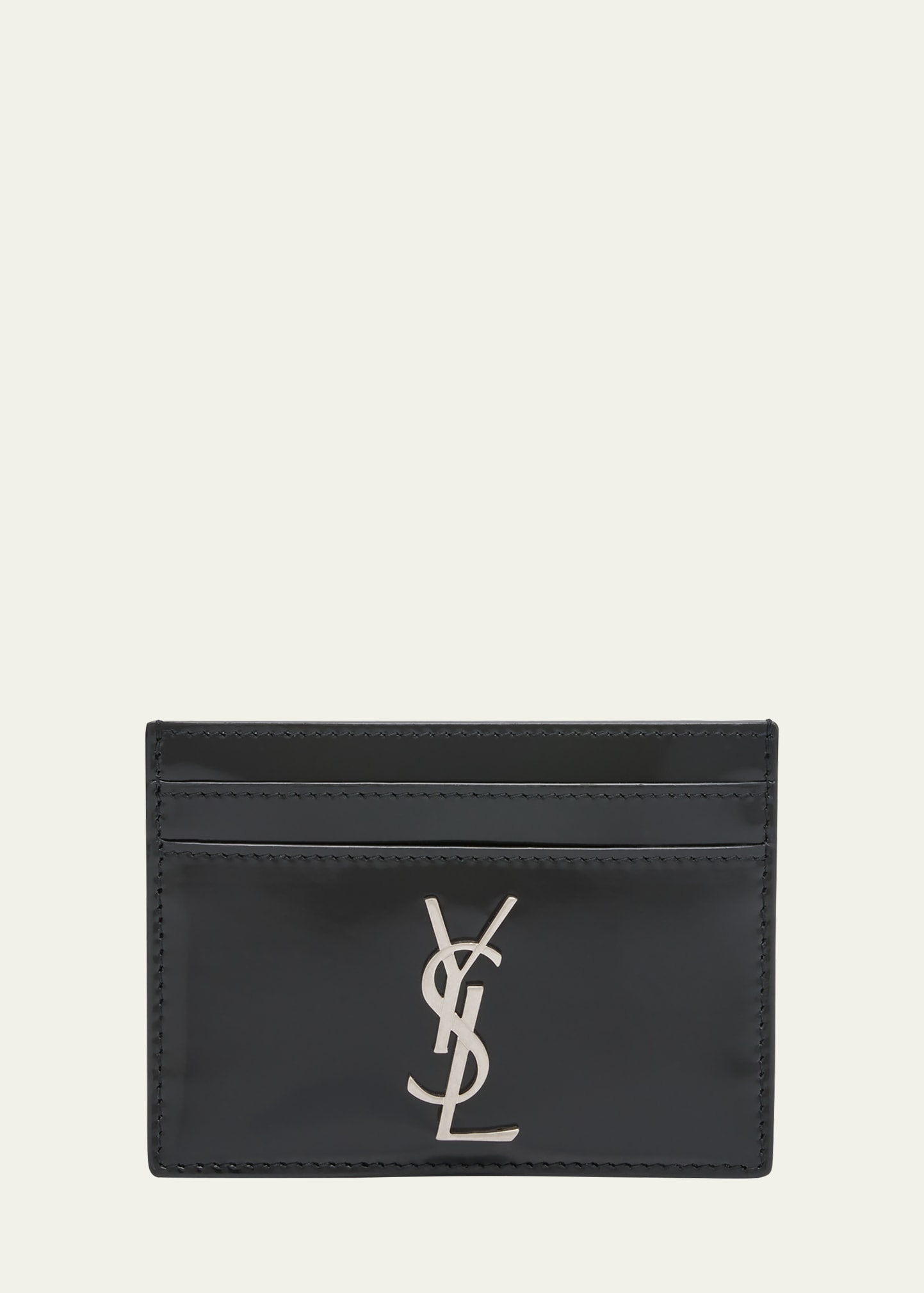 カードケース・名刺入れ Saint Laurent Black Monogram Credit Card Holder Saint Laurent YSL Monogram Card Case in Spazzolato Leather