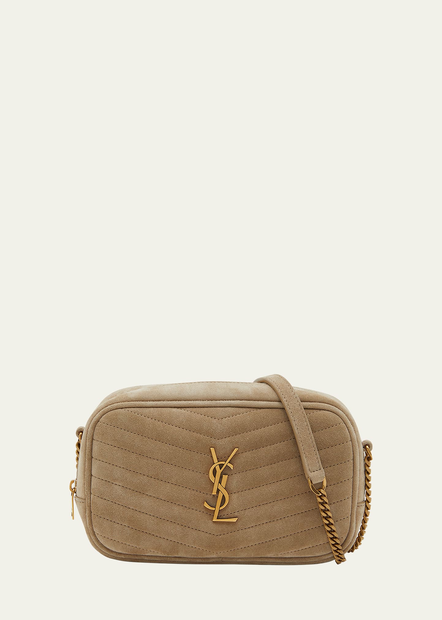 Lou Suede And Leather Camera Bag in Beige - Saint Laurent