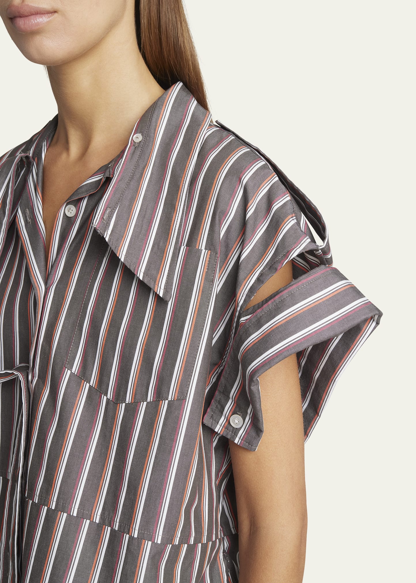 MERYLL ROGGE Stripe Deconstructed Short-Sleeve Shirt - Bergdorf