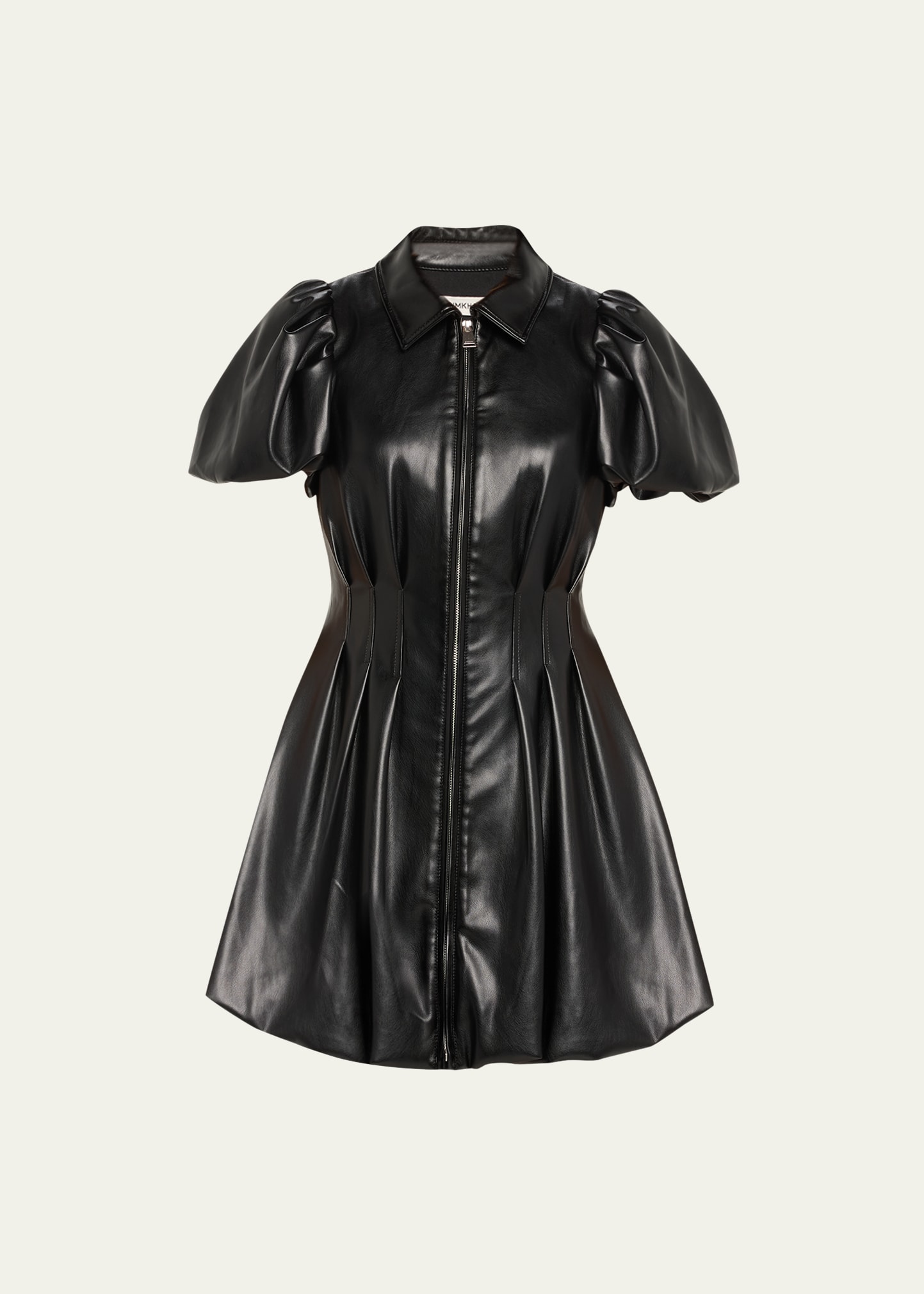 SIMKHAI Callista Vegan Leather Fit Flare Mini Dress Bergdorf