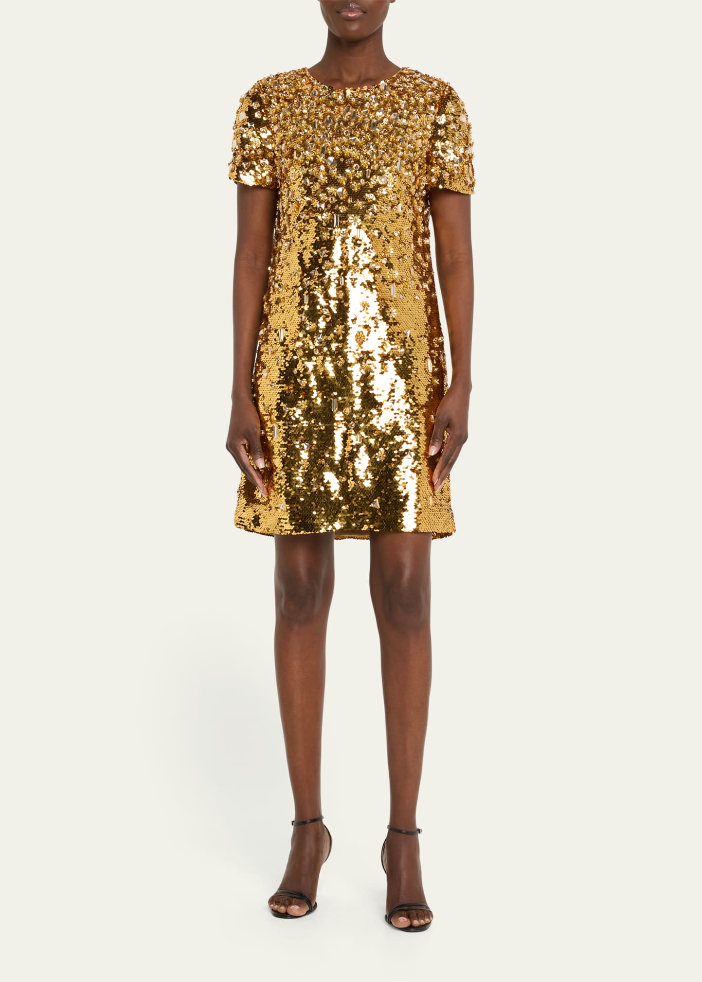 Embellished Sequin Shift Dress