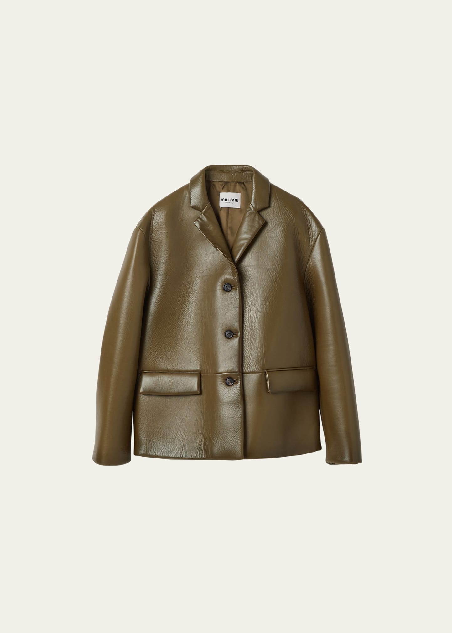 Prada green shop leather jacket