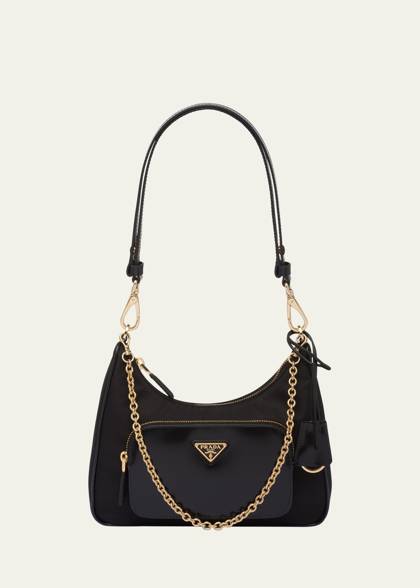 PRADA(プラダ)/関税送料込み Re-Nylon xレザー ハンドルバッグ 直営店☆PRADA スモール Re-Nylon xレザー トップハンドルバッグ