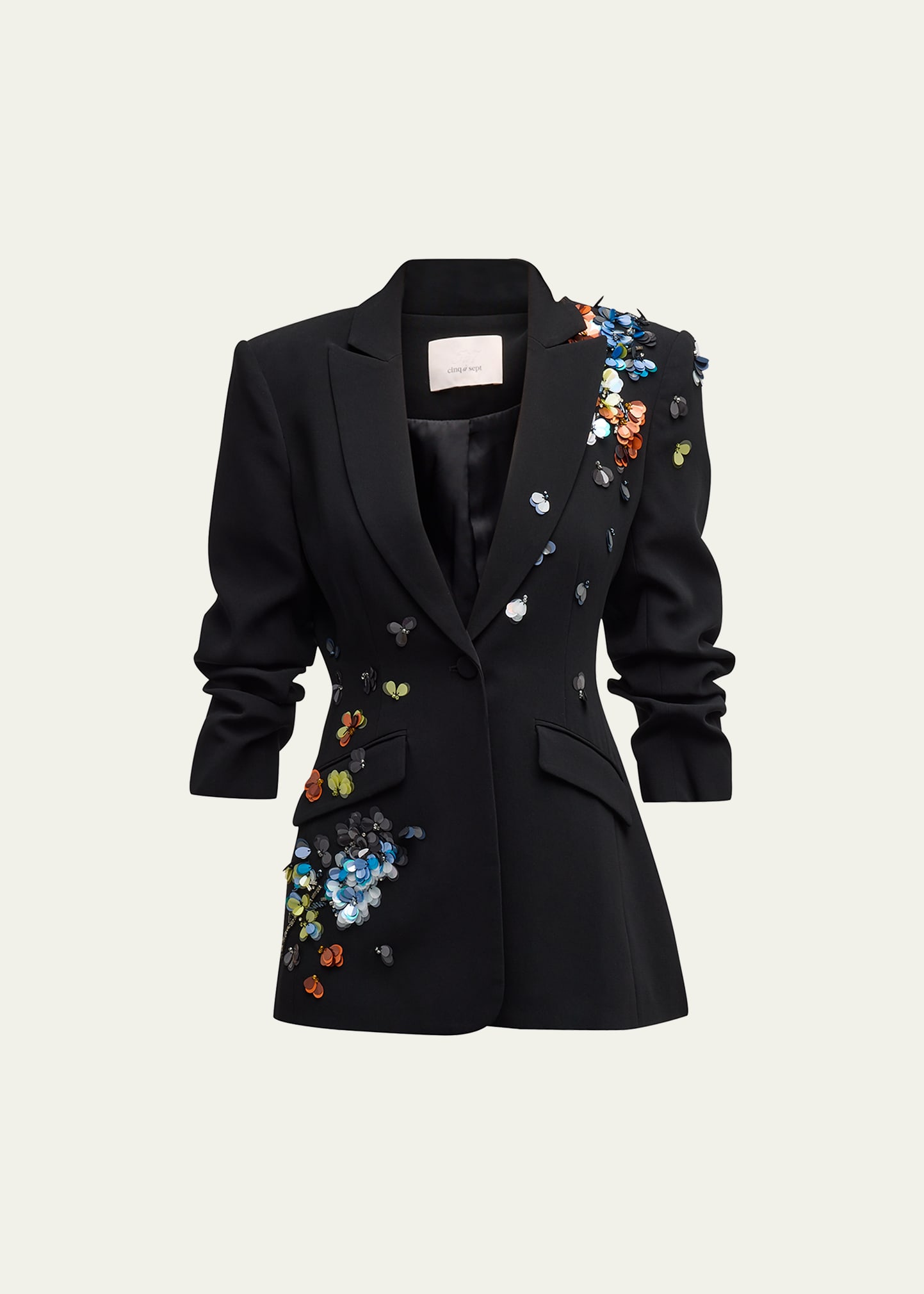 Cinq a Sept Cheyenne Sequin Flower Scrunched Blazer - Bergdorf Goodman