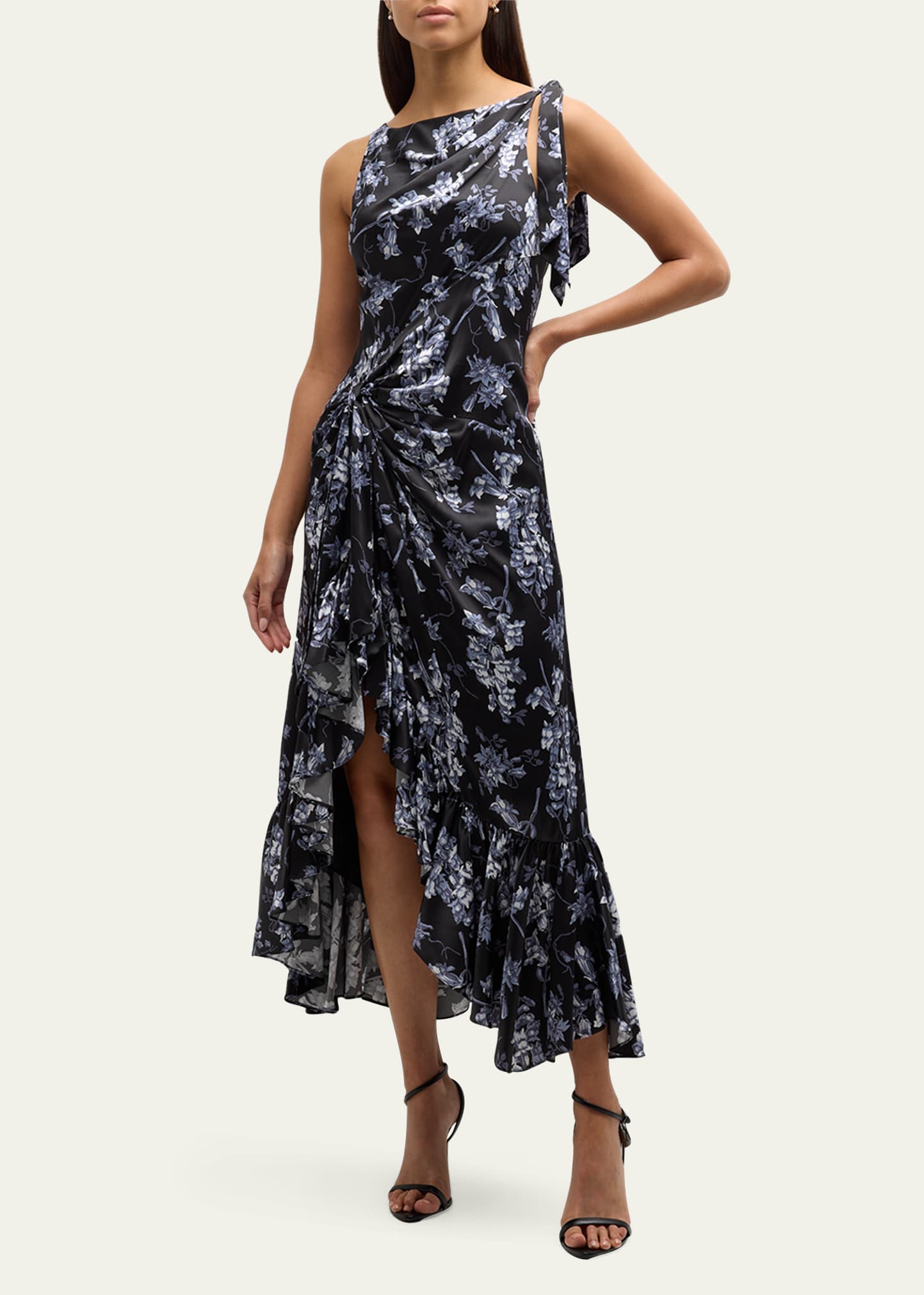 Cinq a Sept Anwan Floral Silk Sleeveless High-Low Midi Dress - Bergdorf  Goodman