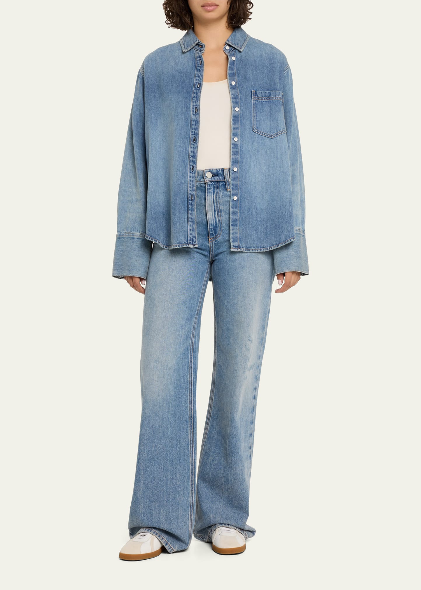 Alice + Olivia Justine Denim Roll-Cuff Longline Blazer - Bergdorf