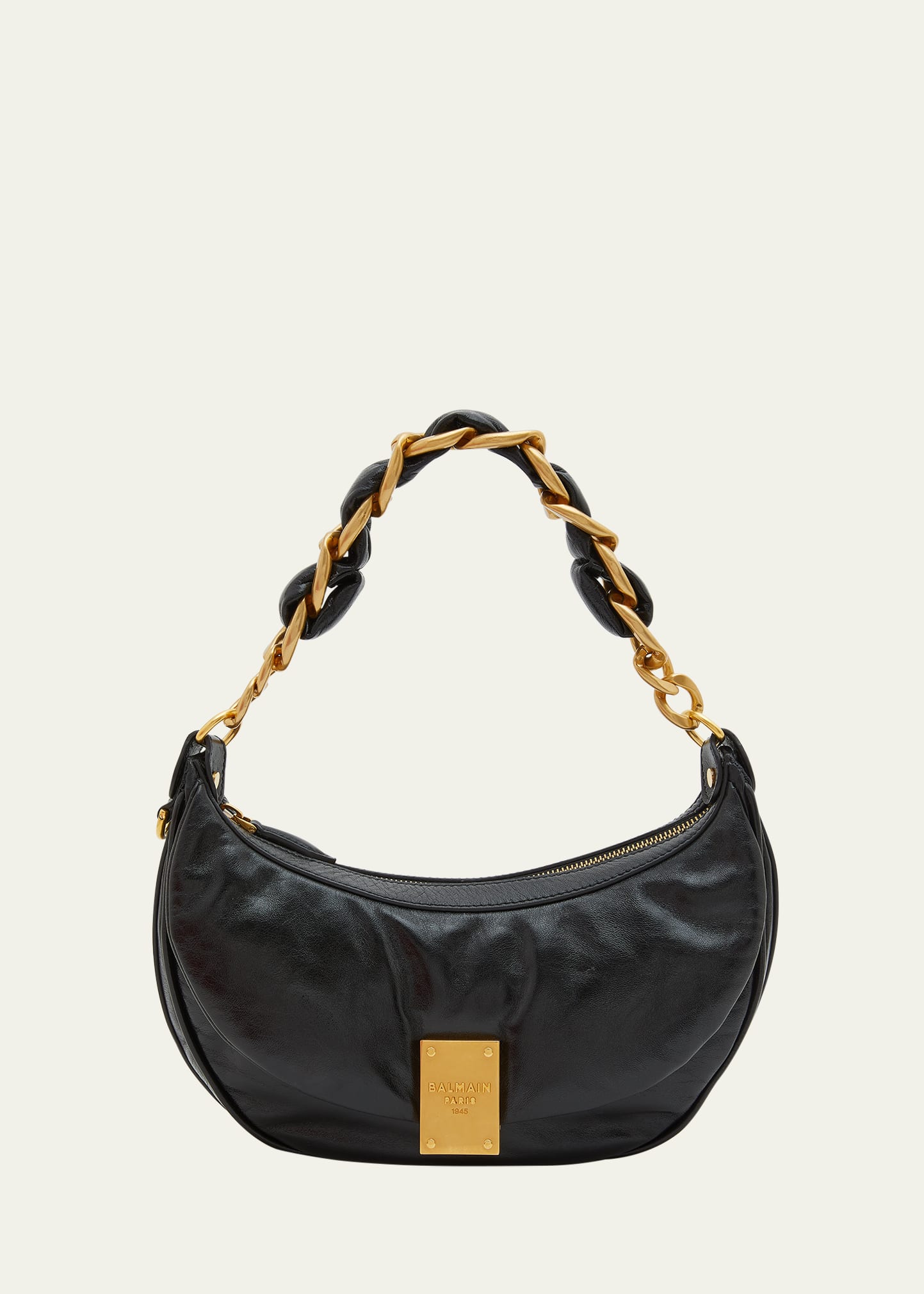 Balmain 1945 Soft Hobo Bag in Crinkled Leather - Bergdorf Goodman