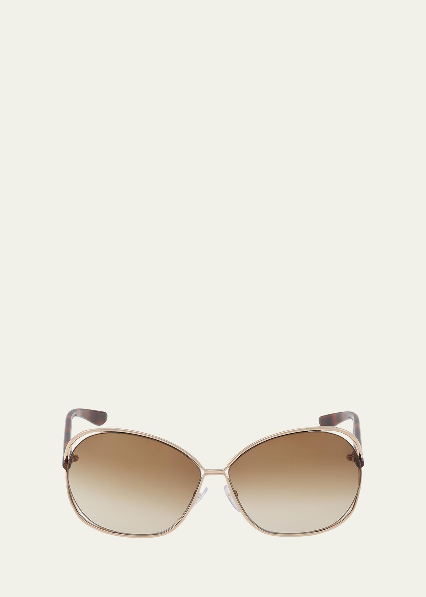 Tom Ford Carla 66mm Oversized Round Metal Tom Ford FT 0157 Metal Womens Round Sunglasses Gold 66mm  main image 4