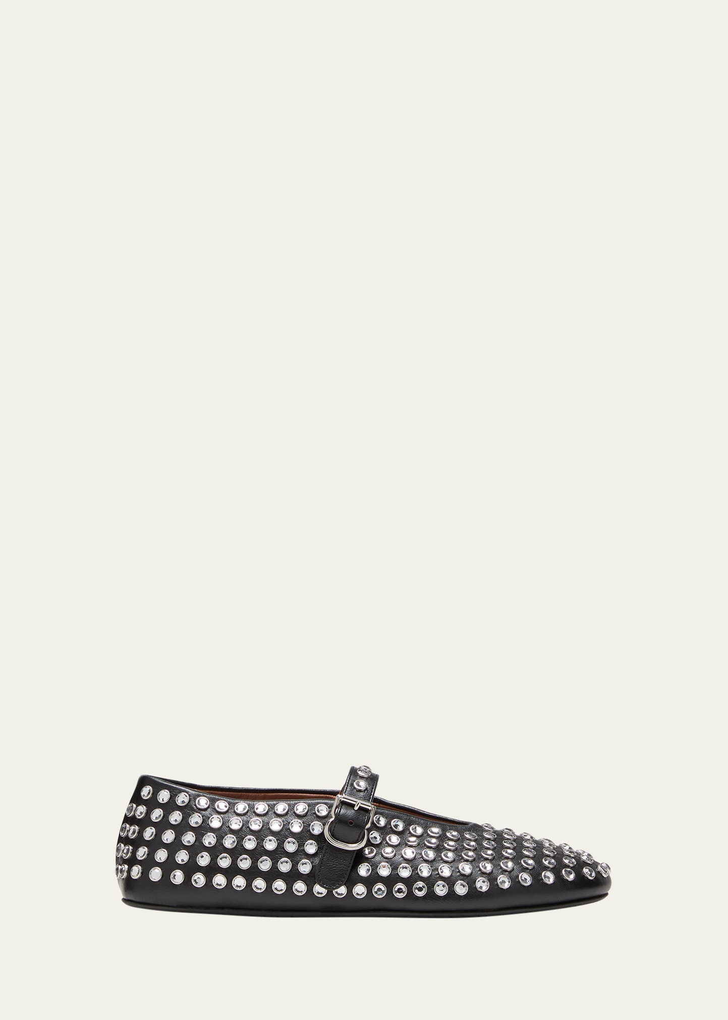 ALAIA Crystal Stud Leather Flat Mules - Bergdorf Goodman