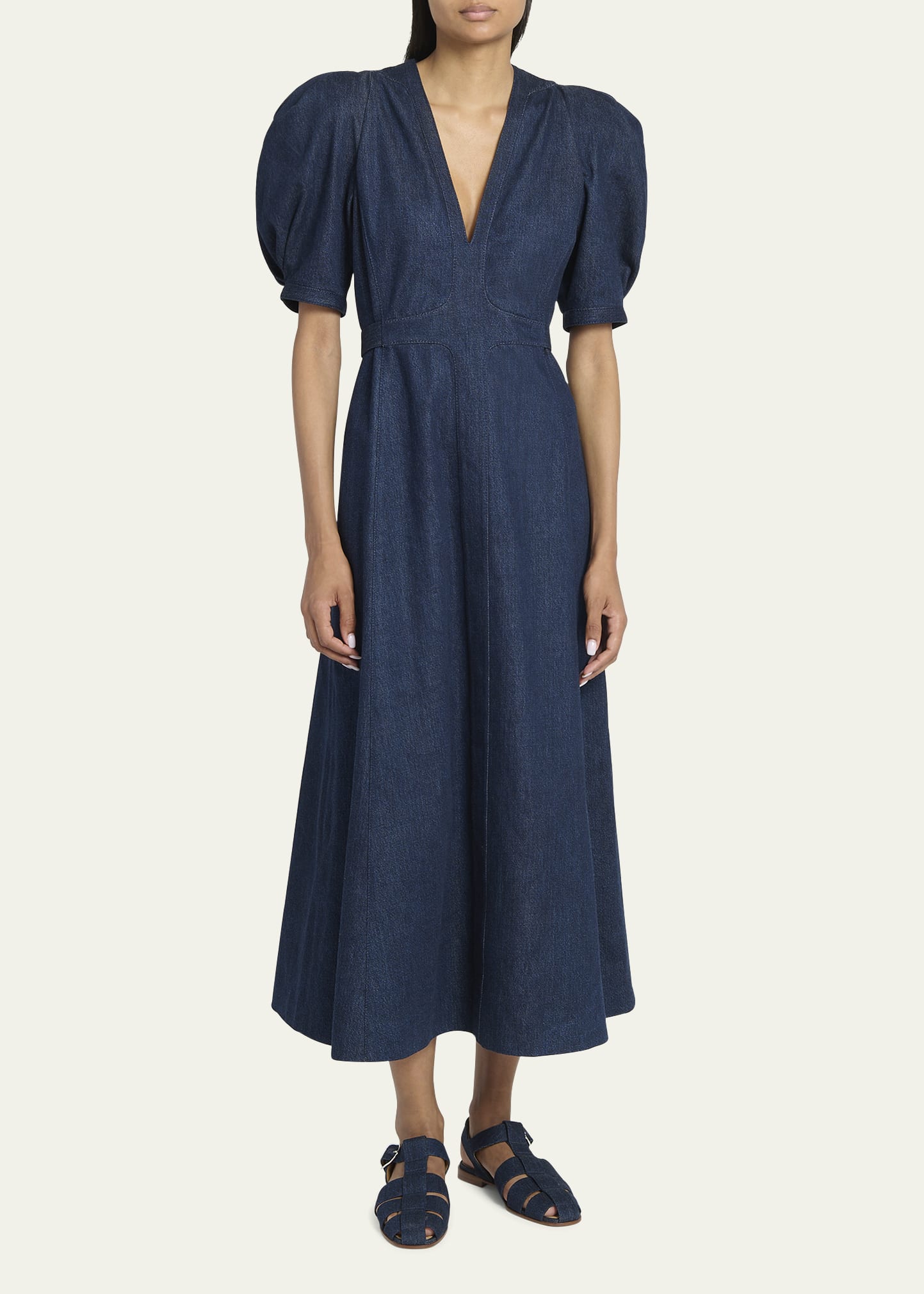 gabriela hearst denim dress Gabriela Hearst Luz denim midi dress - Women - Dark denim denim