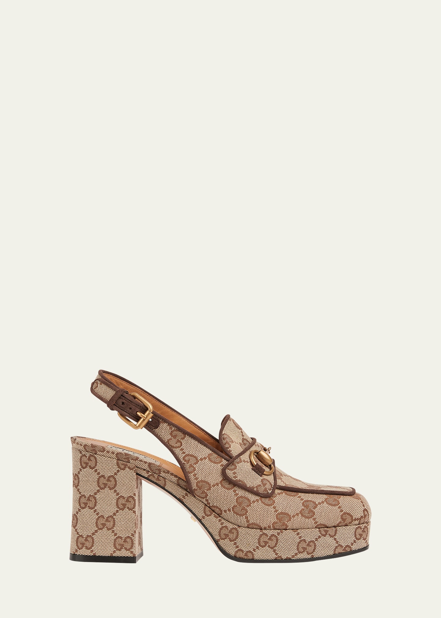 Gucci Lady Monogram Horsebit Slingback Pumps