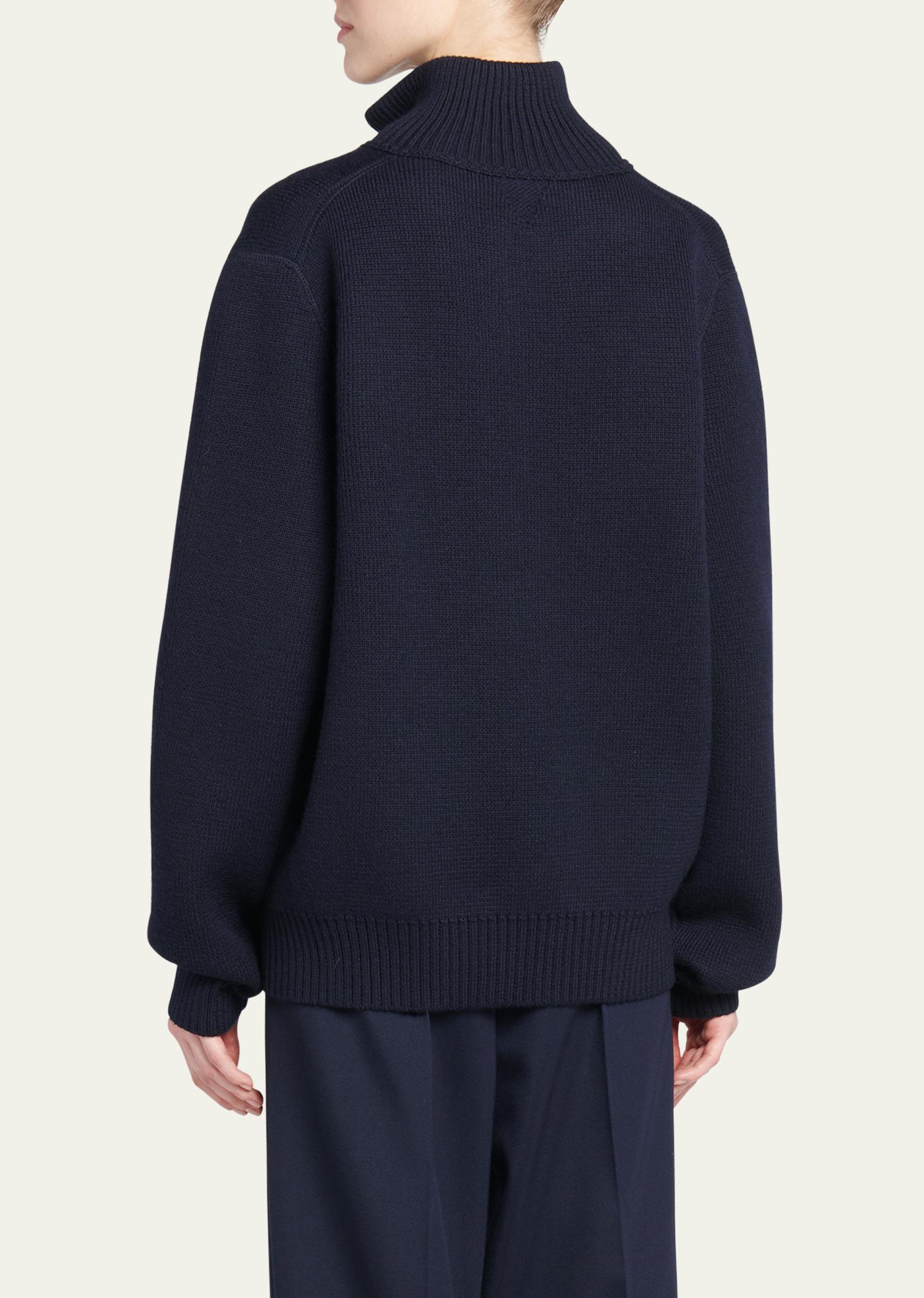 Bottega Veneta Dry Wool Ribbed Half-Zip Sweater - Bergdorf Goodman