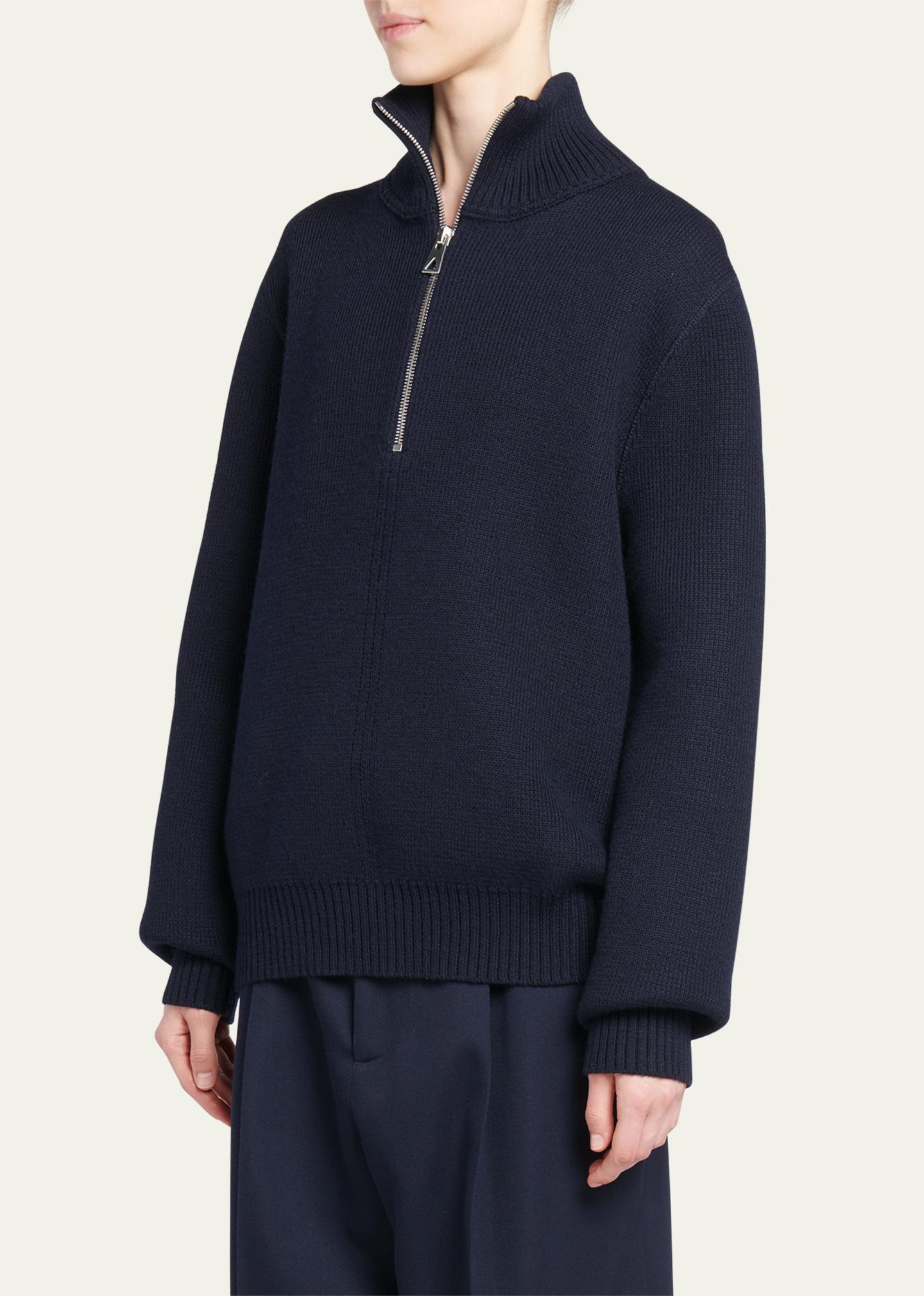 Bottega Veneta Dry Wool Ribbed Half-Zip Sweater - Bergdorf Goodman
