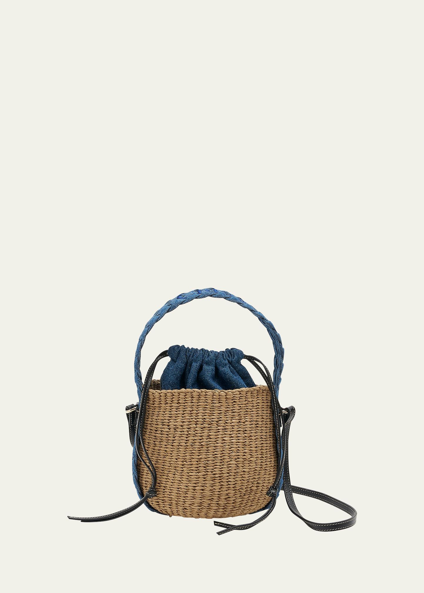 Chloé x Mifuko Woody Small Basket Bag with Braided Denim Handles