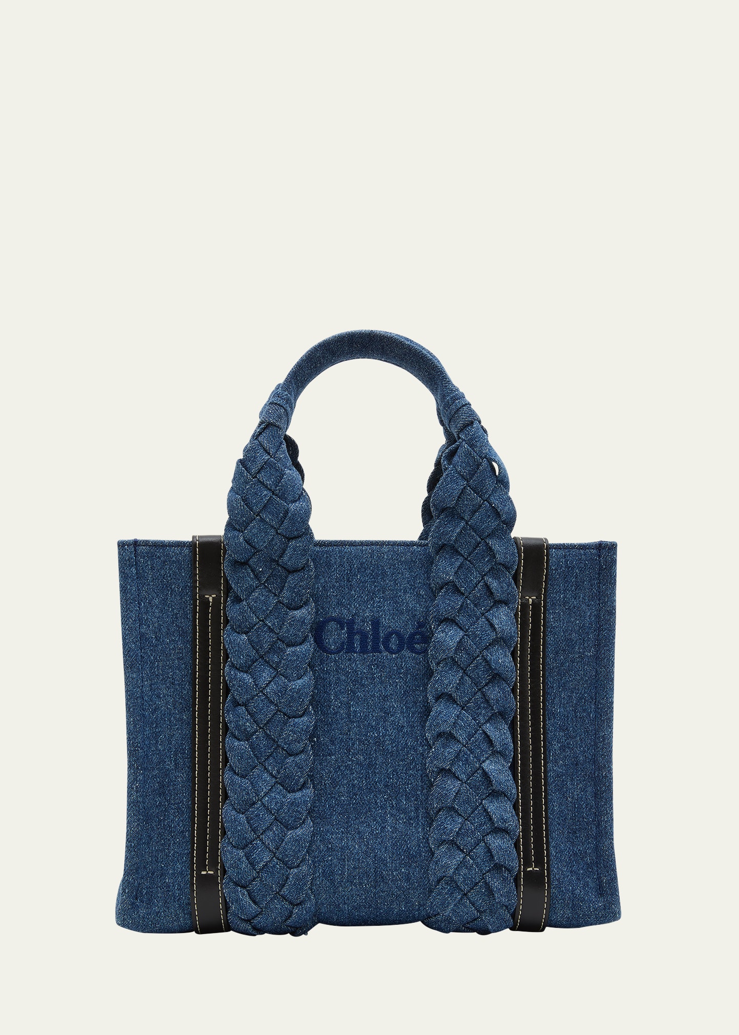 Chloe Woody Small Denim Shopper Tote Bag - Bergdorf Goodman