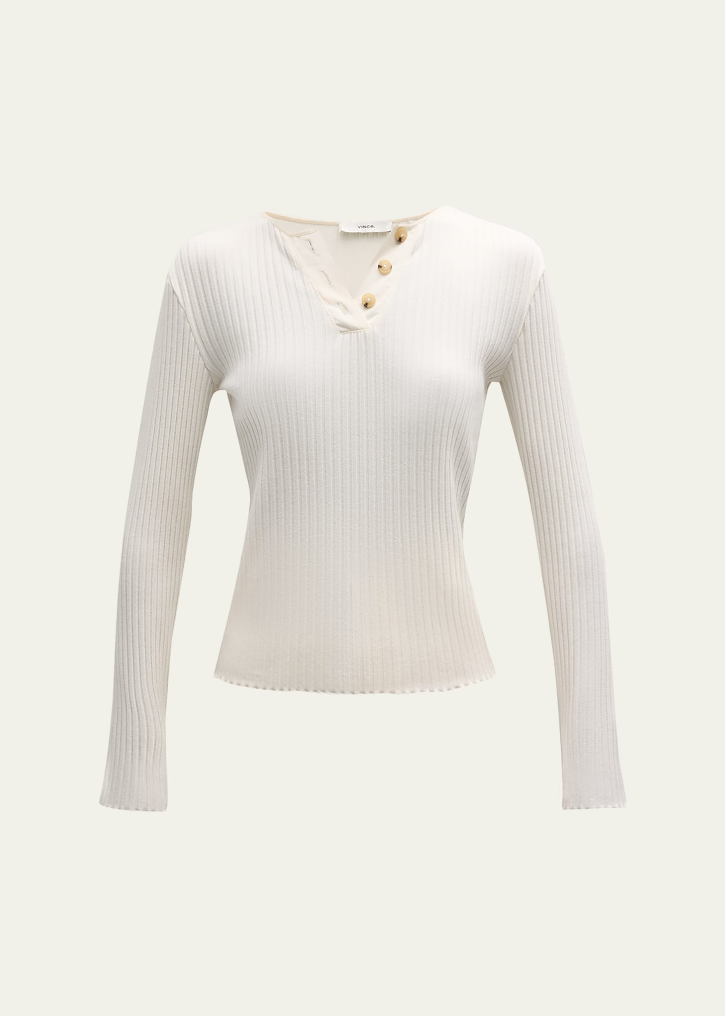 Lipsy White Long Sleeve Scoop Neck Rib Henley Top