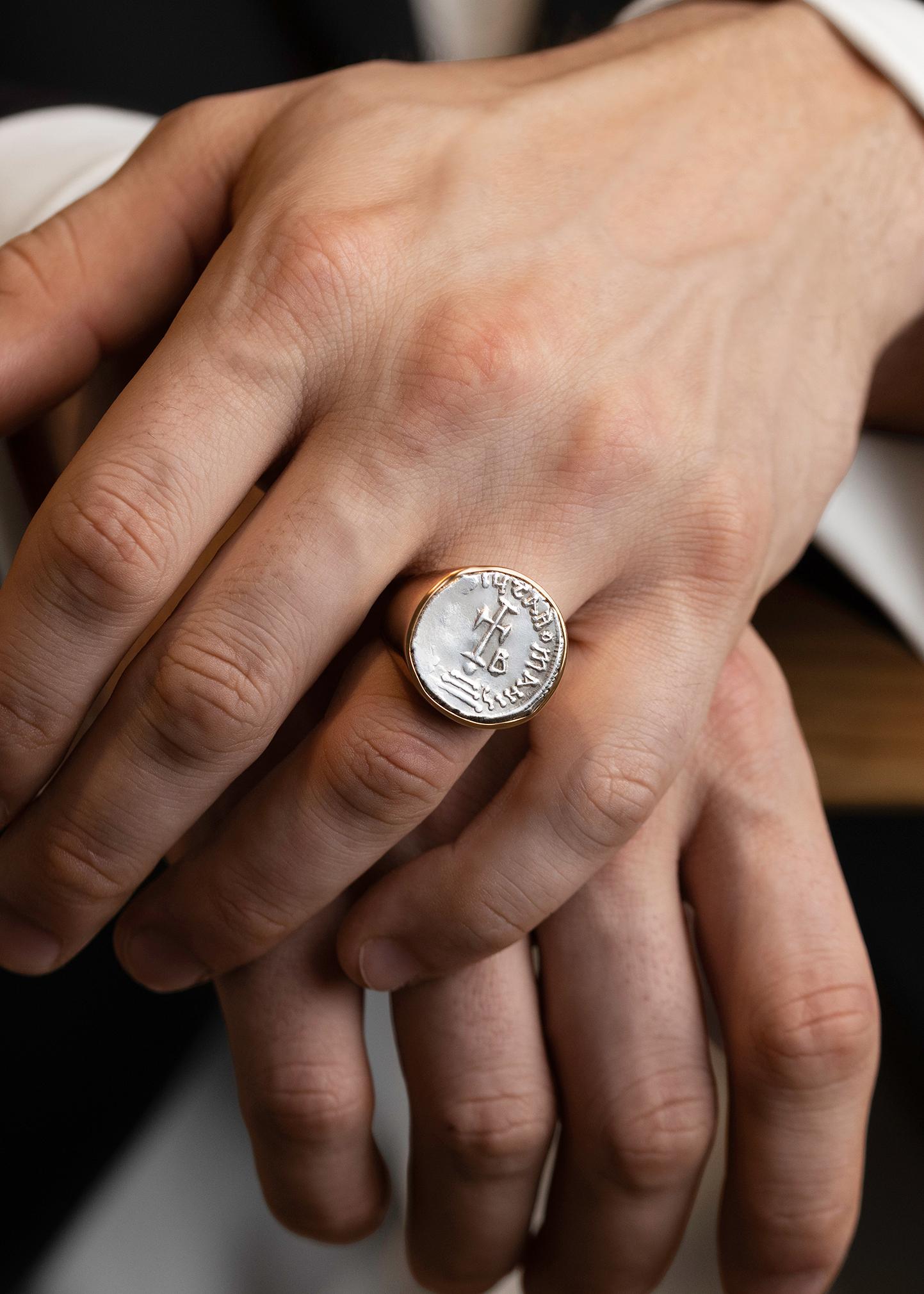 Jorge Adeler Men's 18K Rose Gold Authentic Constans II Coin Ring