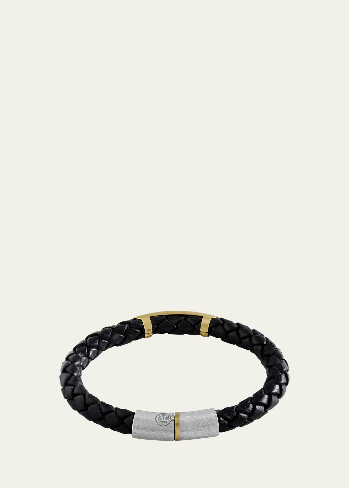 Jorge Adeler Men's Braided Leather Bracelet with Diamonds