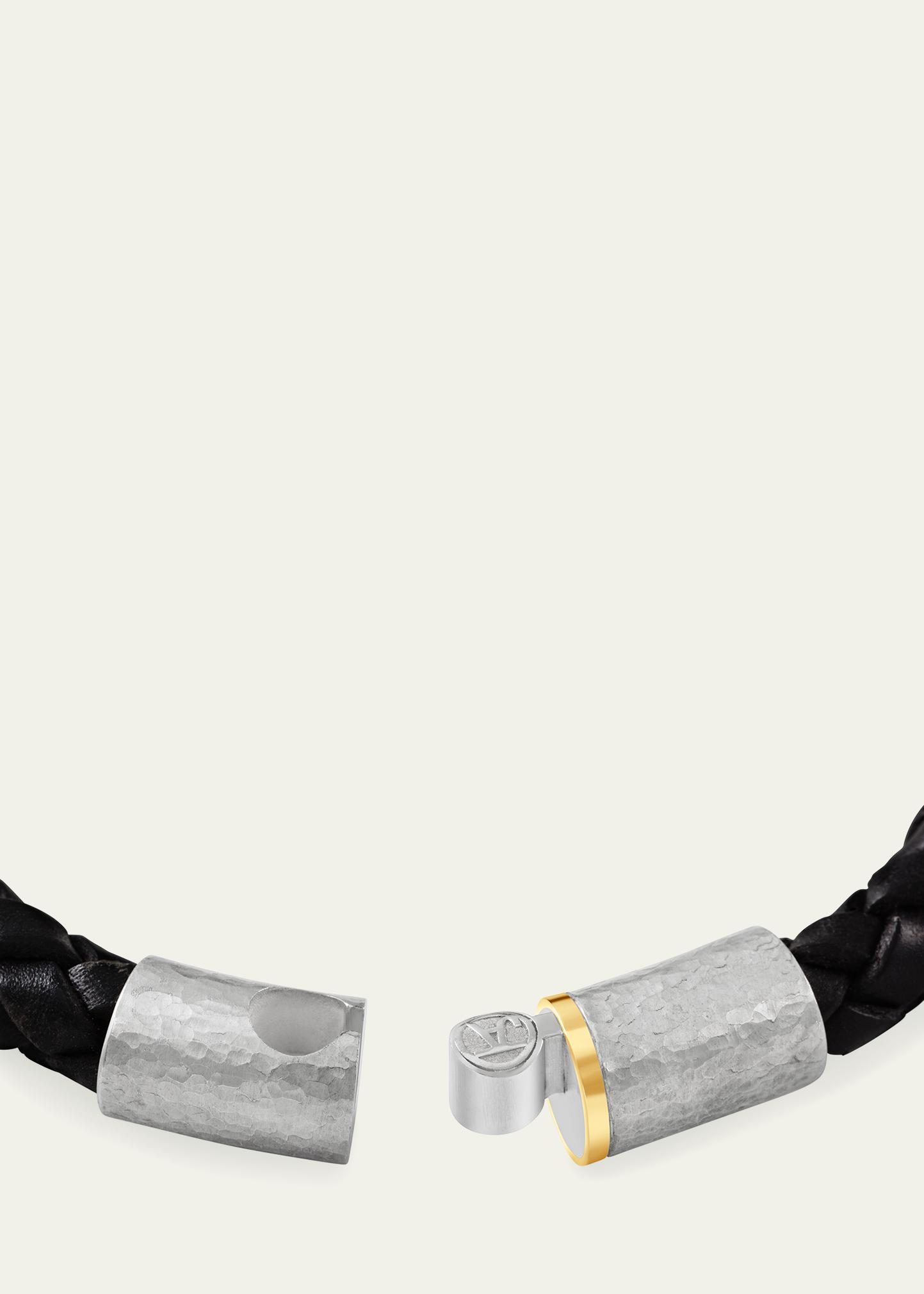 Jorge Adeler Men's Braided Leather Bracelet with Diamonds