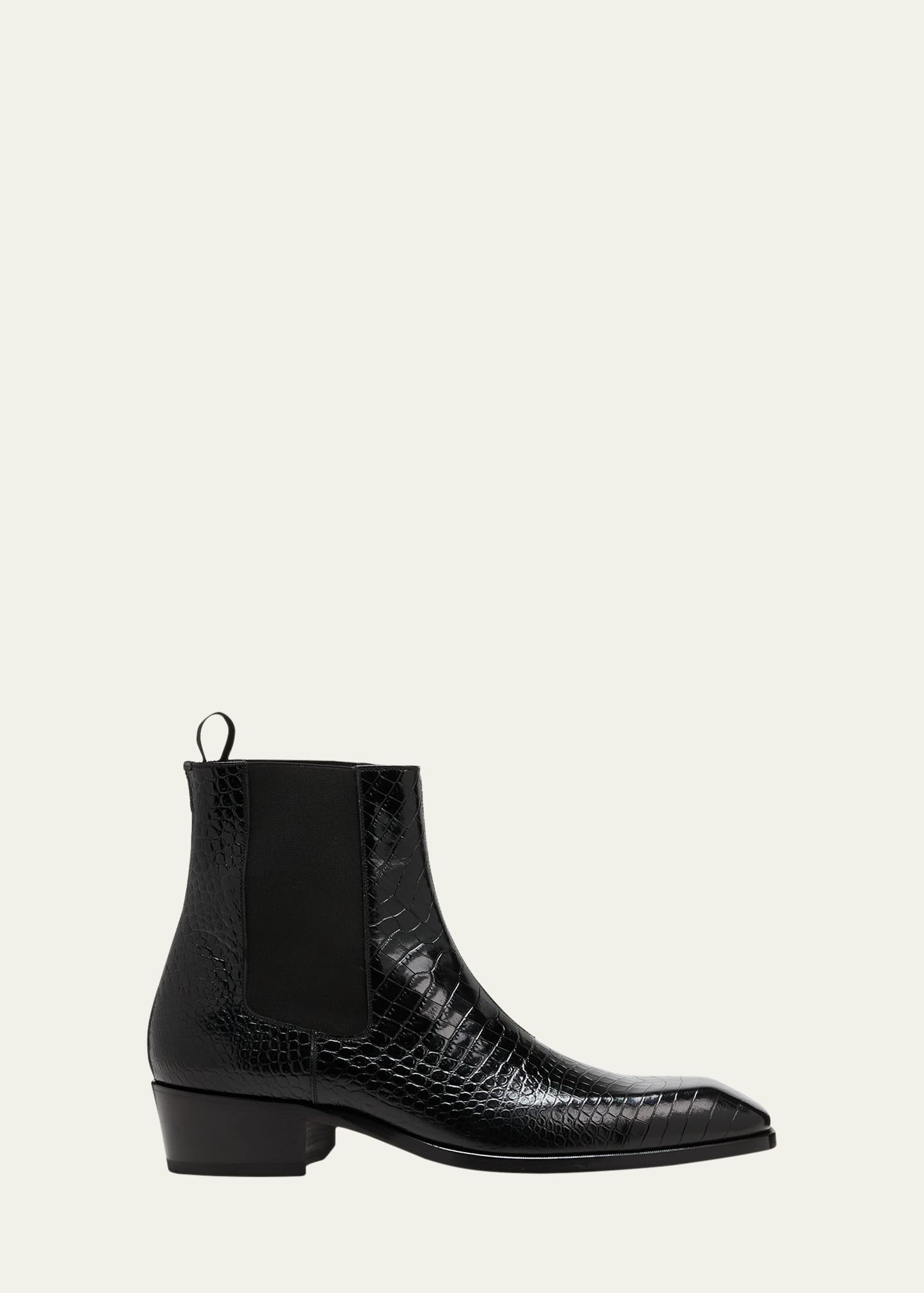 TOM FORD MEN'S BAILEY CROC-EFFECT CHELSEA BOOTS INTERNATIONAL SHIPPING