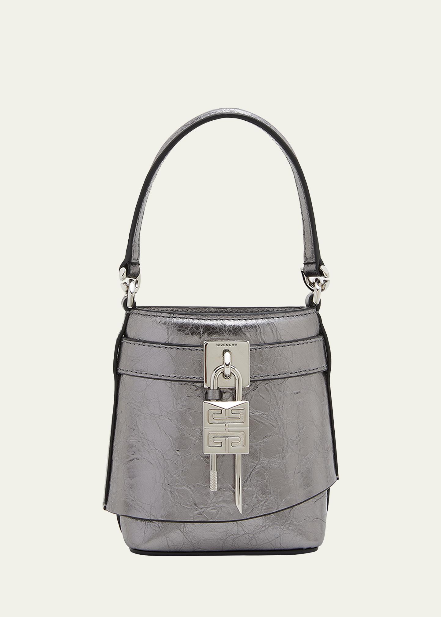 Givenchy Shark Lock Micro Bucket Bag in Metallized Laminated