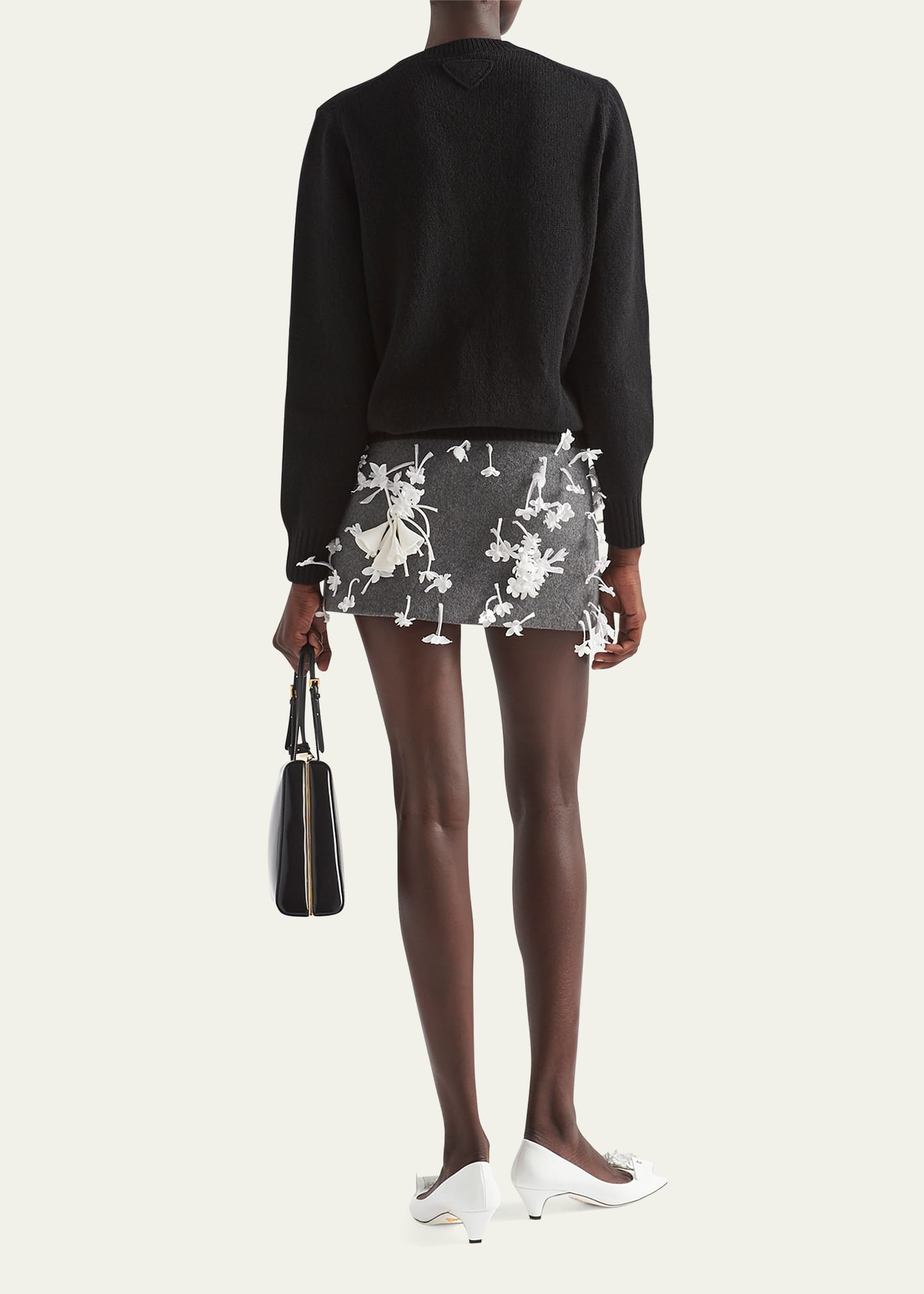 Prada Flower-Embroidered Velour Mini Skirt - Bergdorf Goodman