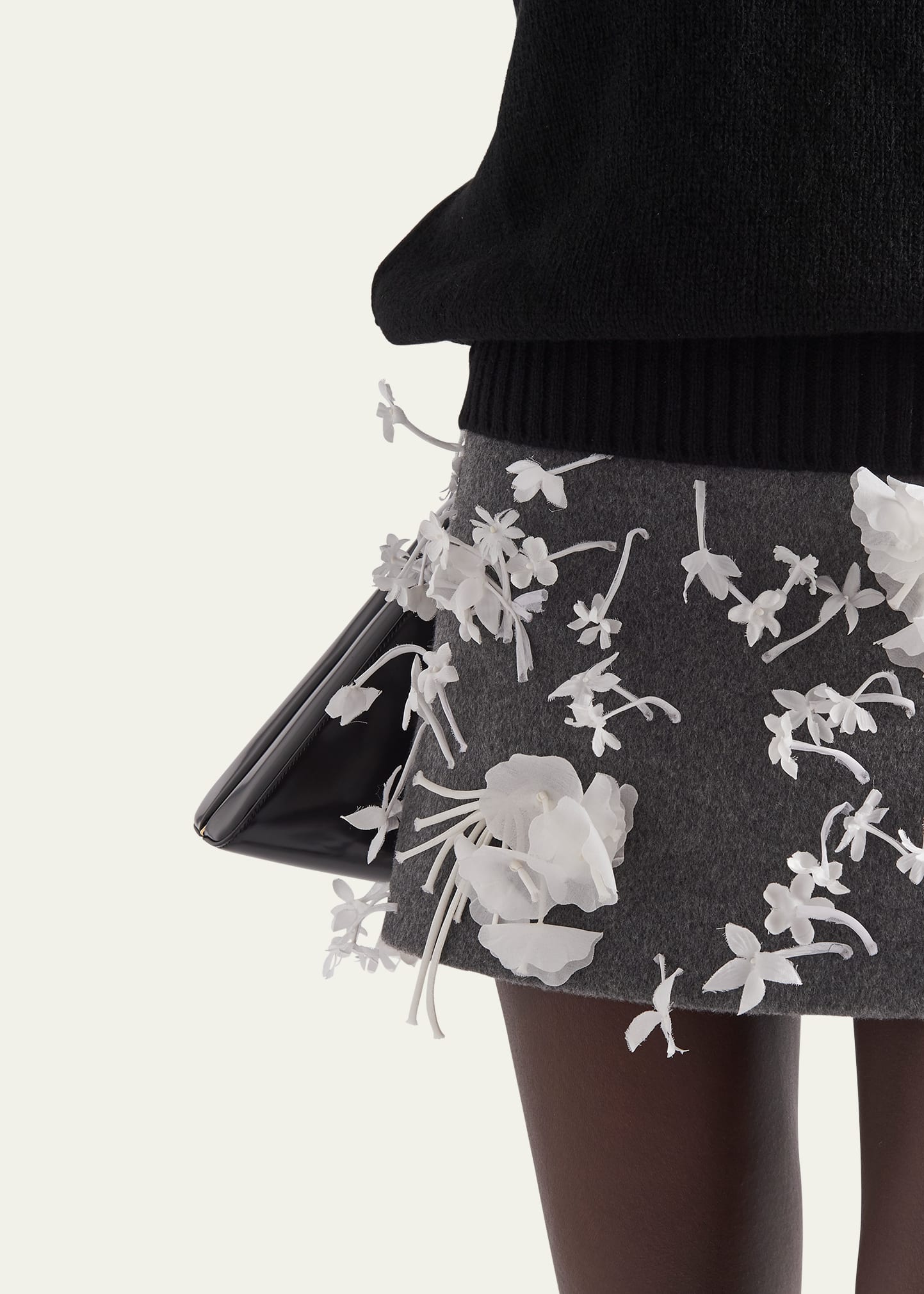 Prada Flower-Embroidered Velour Mini Skirt - Bergdorf Goodman