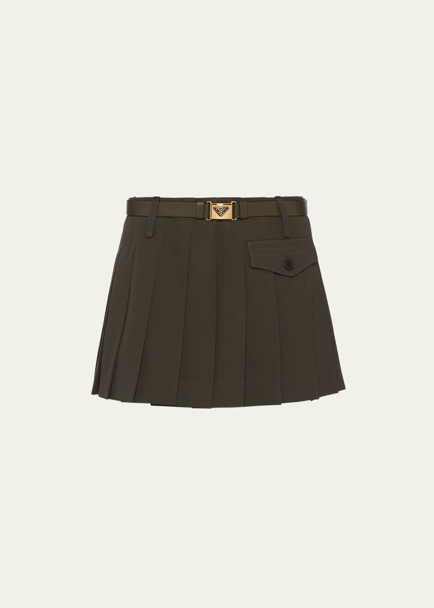 【PRADA】BIG Sale★PLEATED GABARDINE ミニスカート Prada Pleated Gabardine Miniskirt | Black | FARFETCH