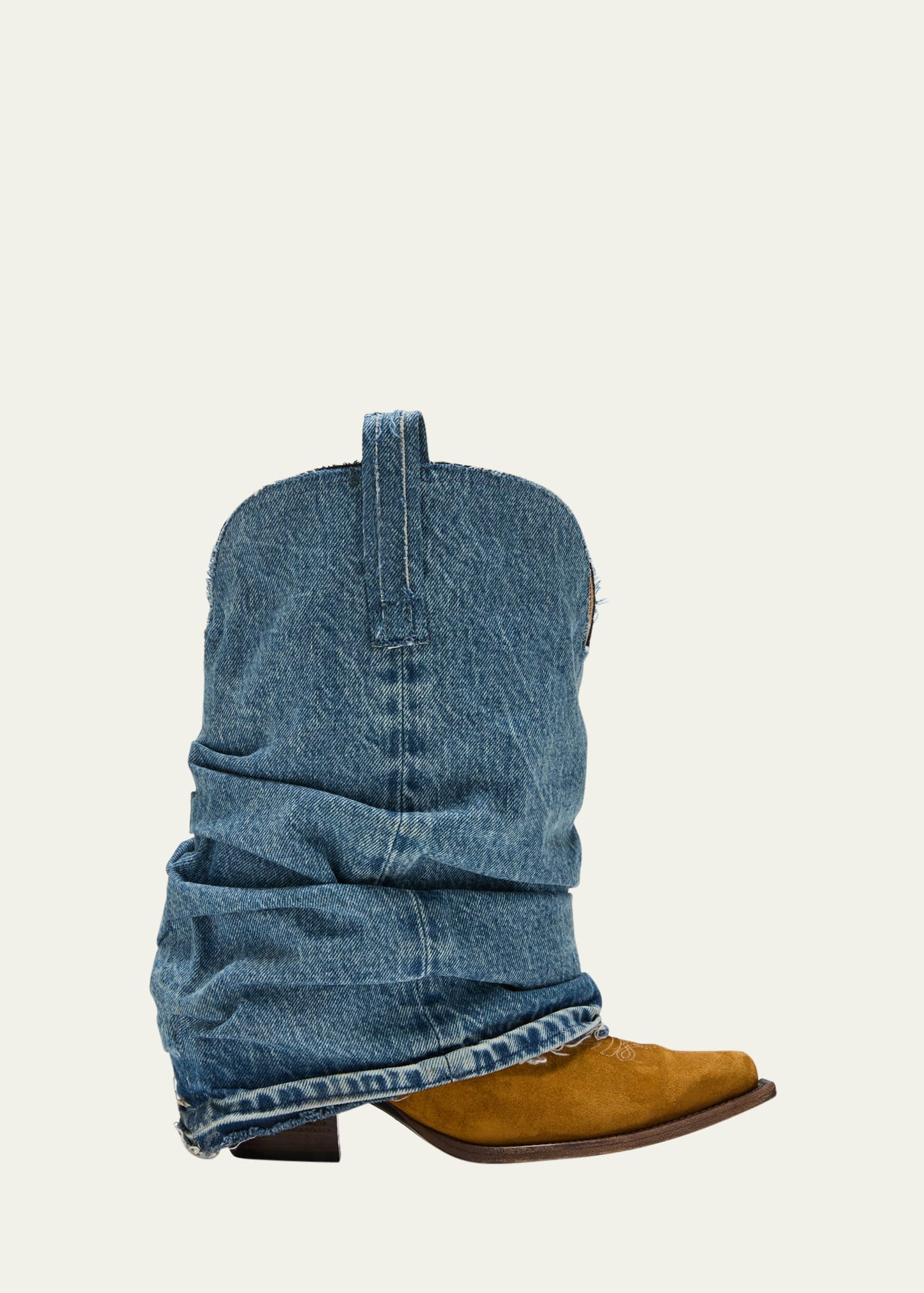 R13 Denim Sleeve Suede Cowboy Boots Bergdorf Goodman