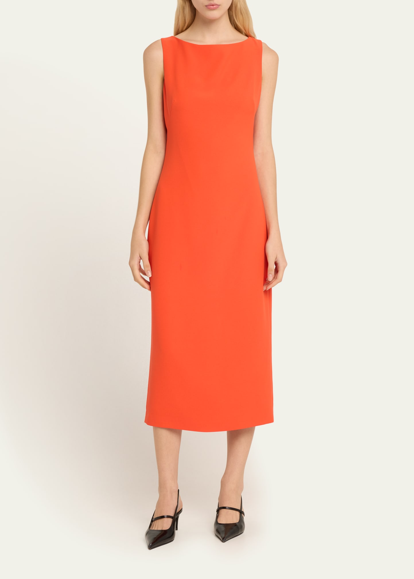 Sable Crepe Sheath Midi Dress