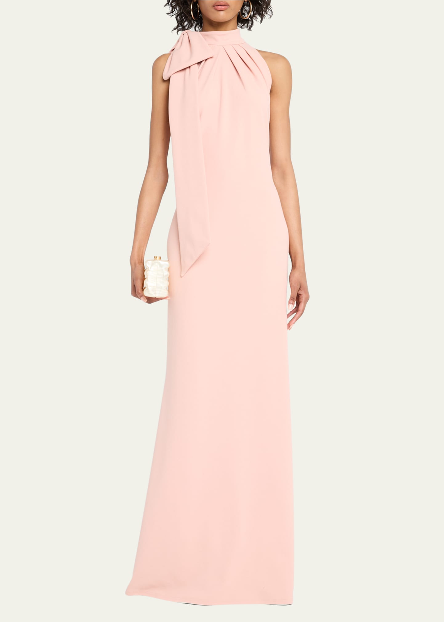 ＊TadashiShoji Sleeveless Mock-Neck Bow Crepe Gown Tadashi Shoji Sleeveless Mock-Neck Bow Crepe Gown - Bergdorf