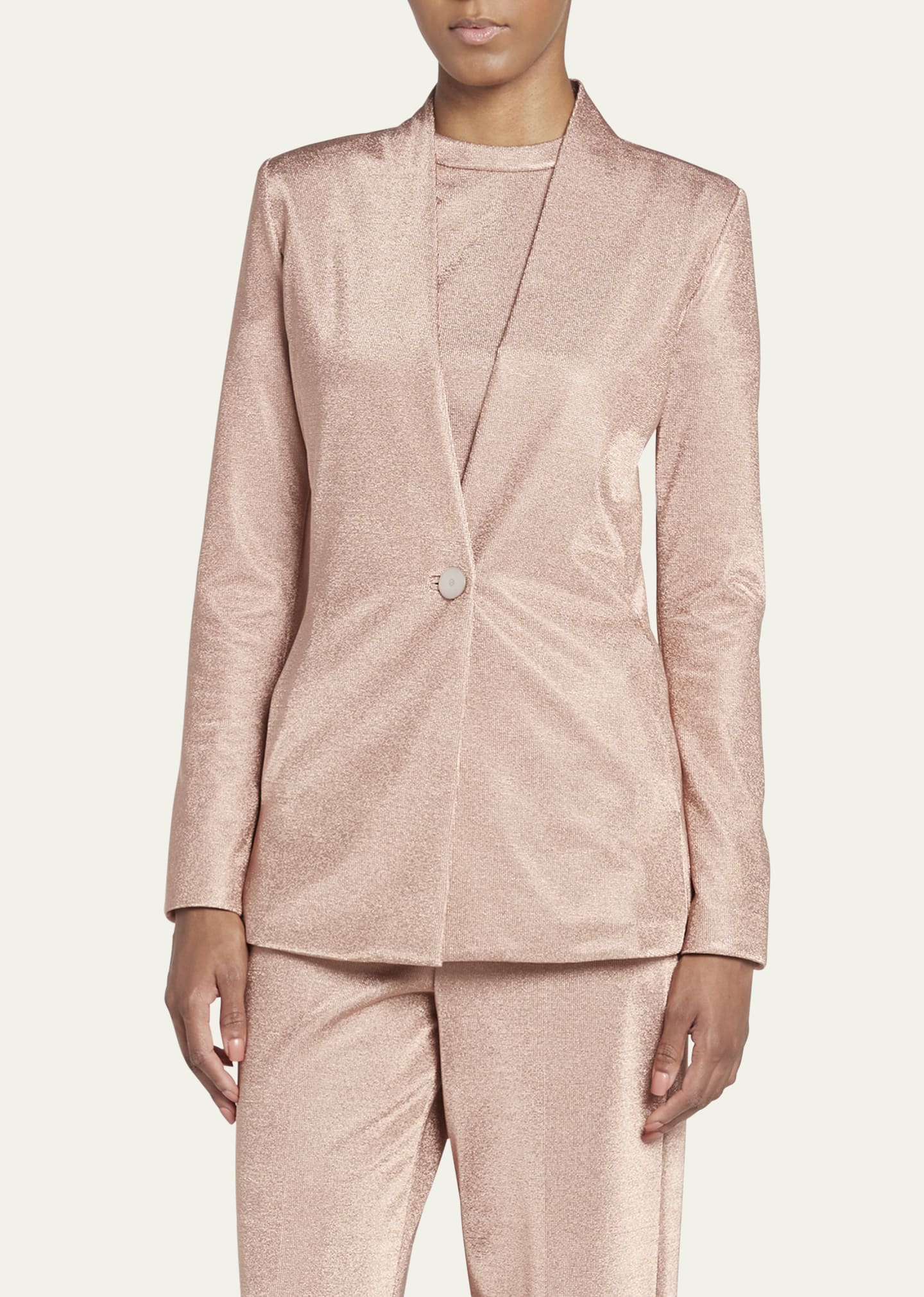 Giorgio Armani Metallic Bonded Jersey One-Button Blazer - Bergdorf