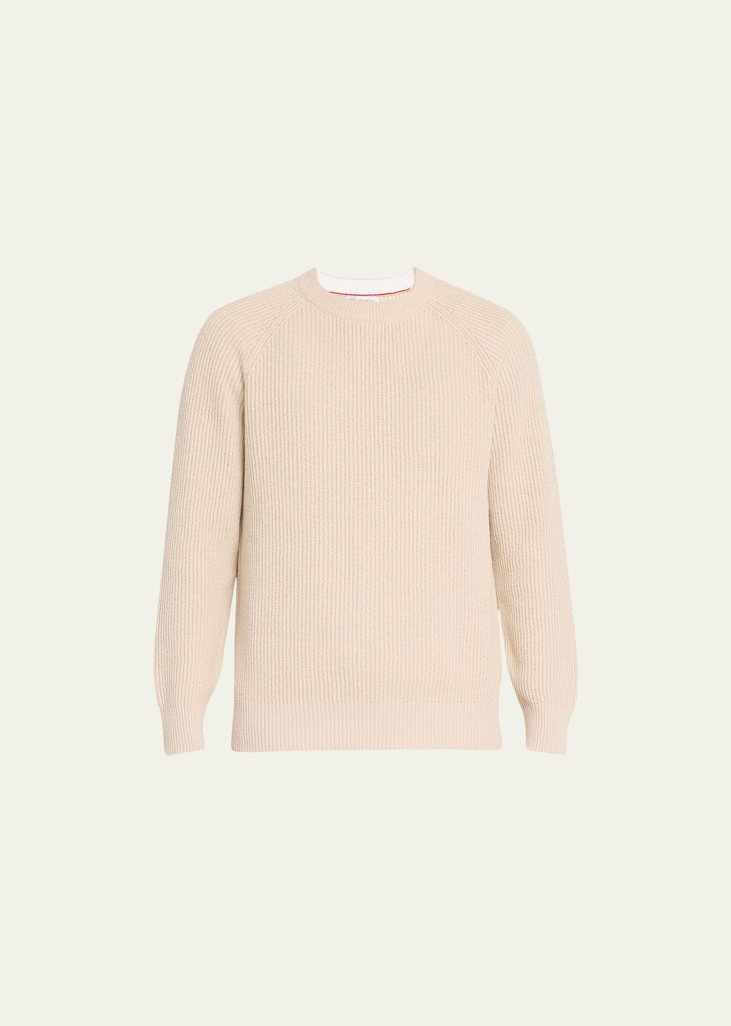 Brunello Cucinelli Men's Cotton Ribbed Crewneck Sweater