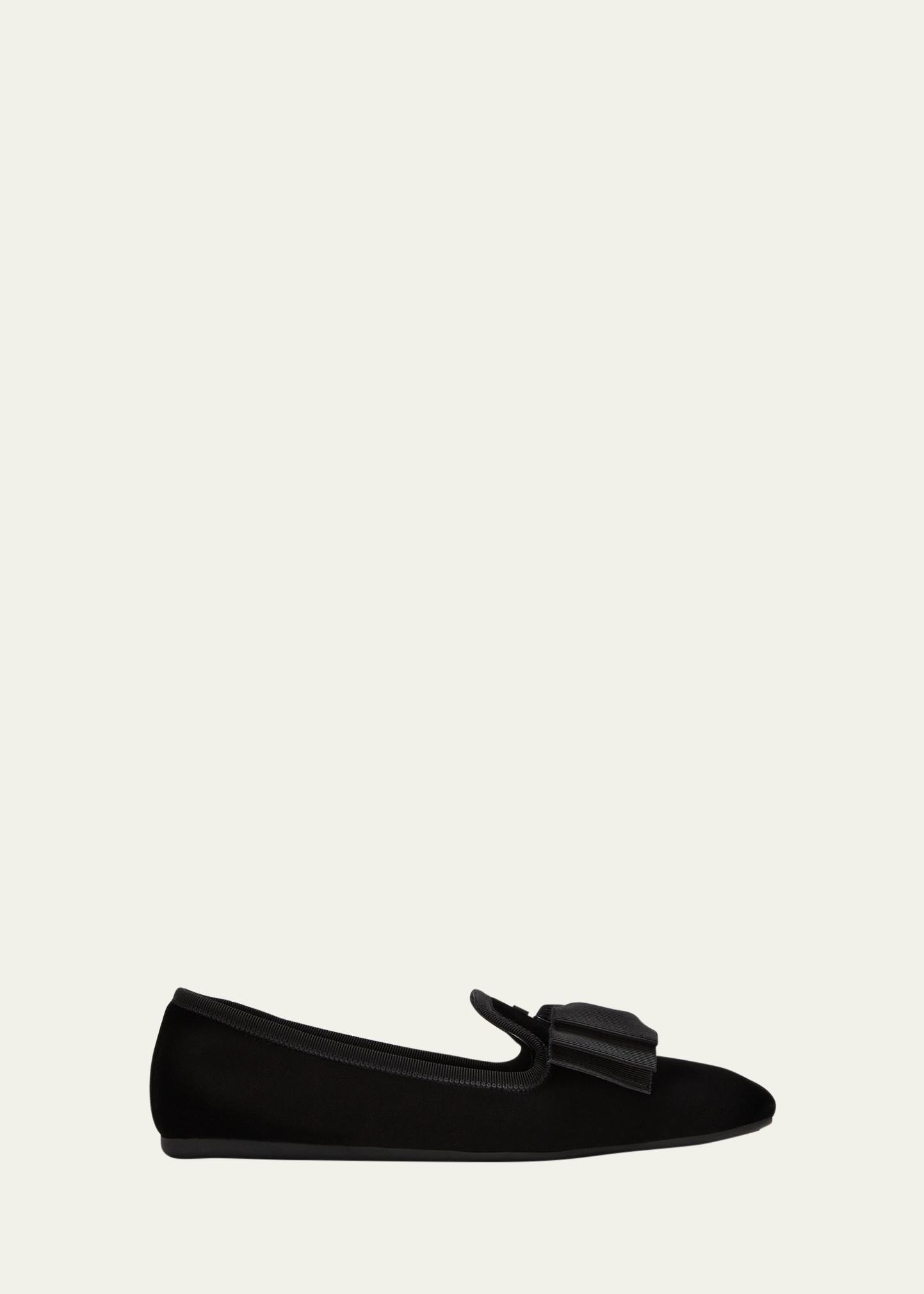Miu Miu Velvet Bow Slip-On Loafers - Bergdorf Goodman