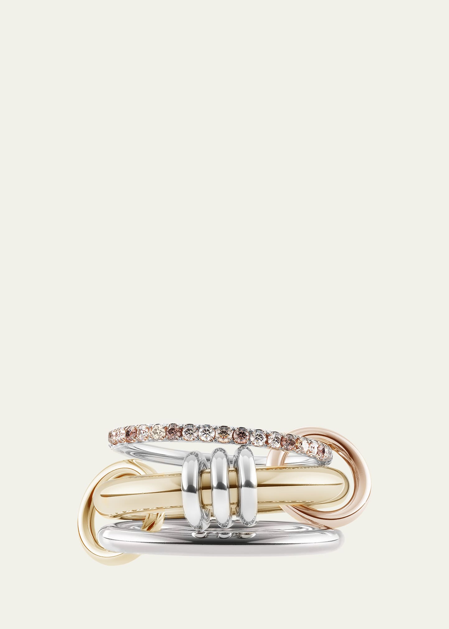 Spinelli Kilcollin 18K Mixed-Gold Gemini 3-Link Ring with Diamonds