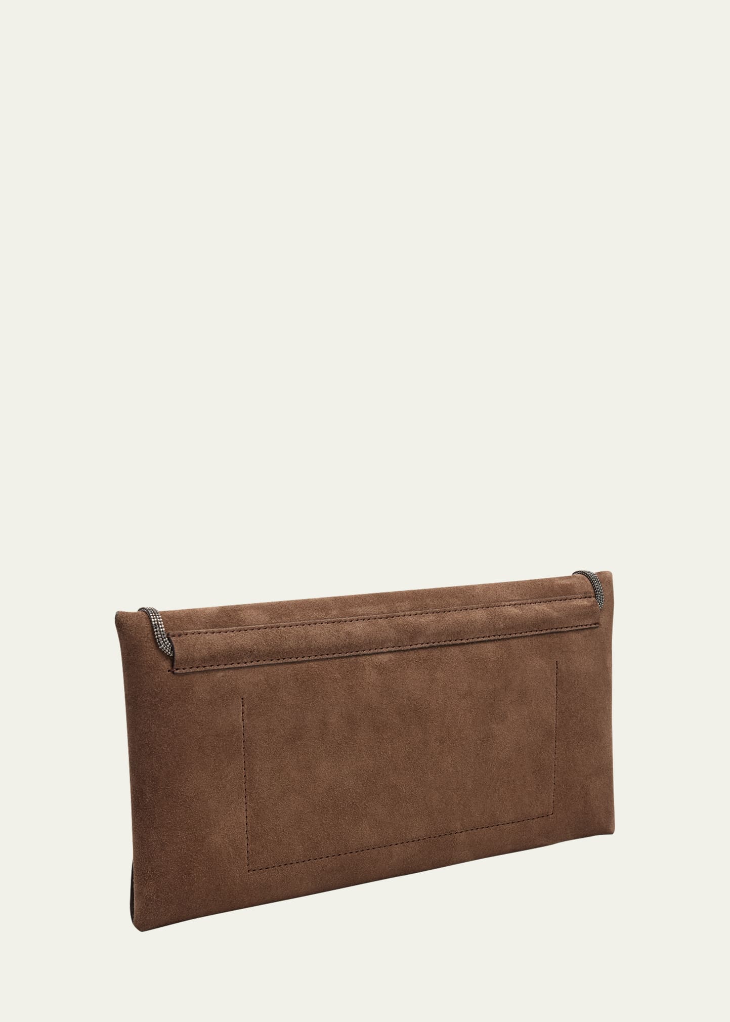 Brunello Cucinelli Monili Envelope Flap Suede Clutch Bag