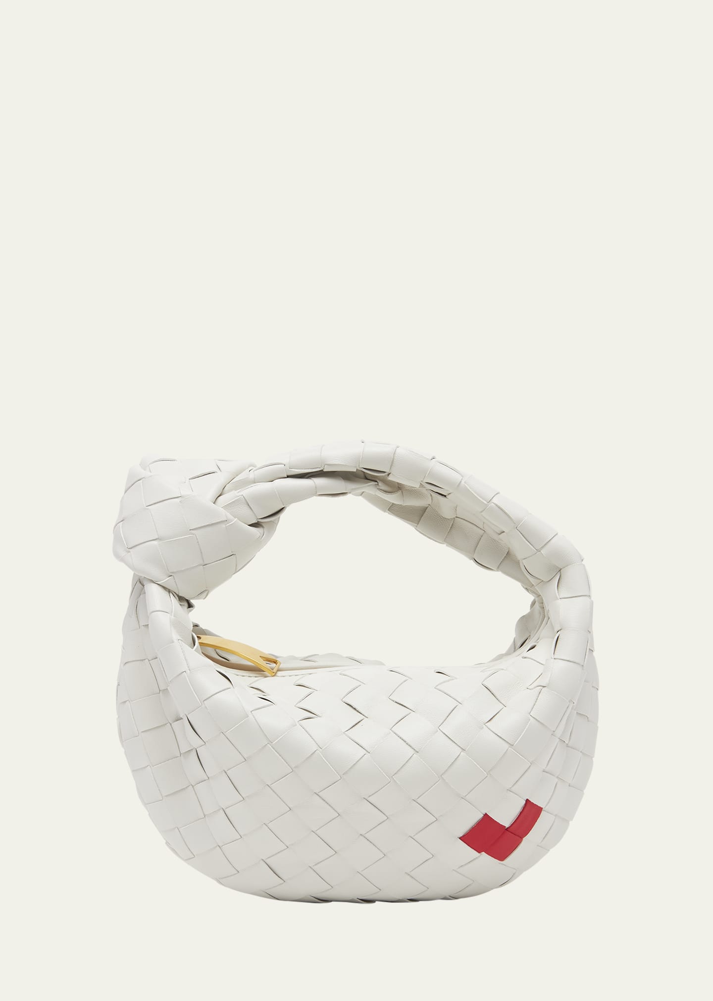 【BOTTEGA VENETA】Jodie Shoulder Bag White Bottega Veneta - Teen Jodie White Woven Shoulder Bag
