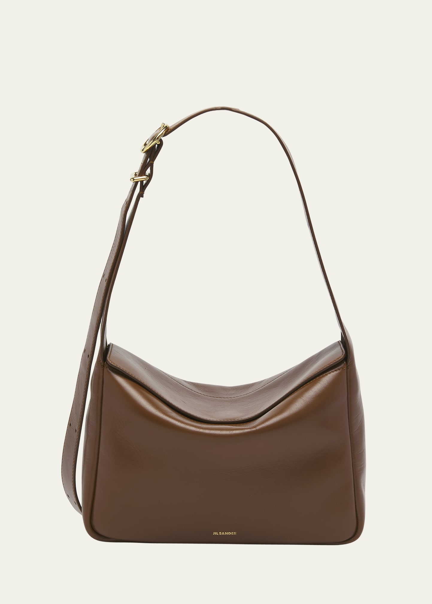 Jil Sander 'journal' Small Leather Foldover Shoulder Bag Women Bags  Shoulder Bags 'journal' Small Leather Foldover Shoulder Bag in Brown