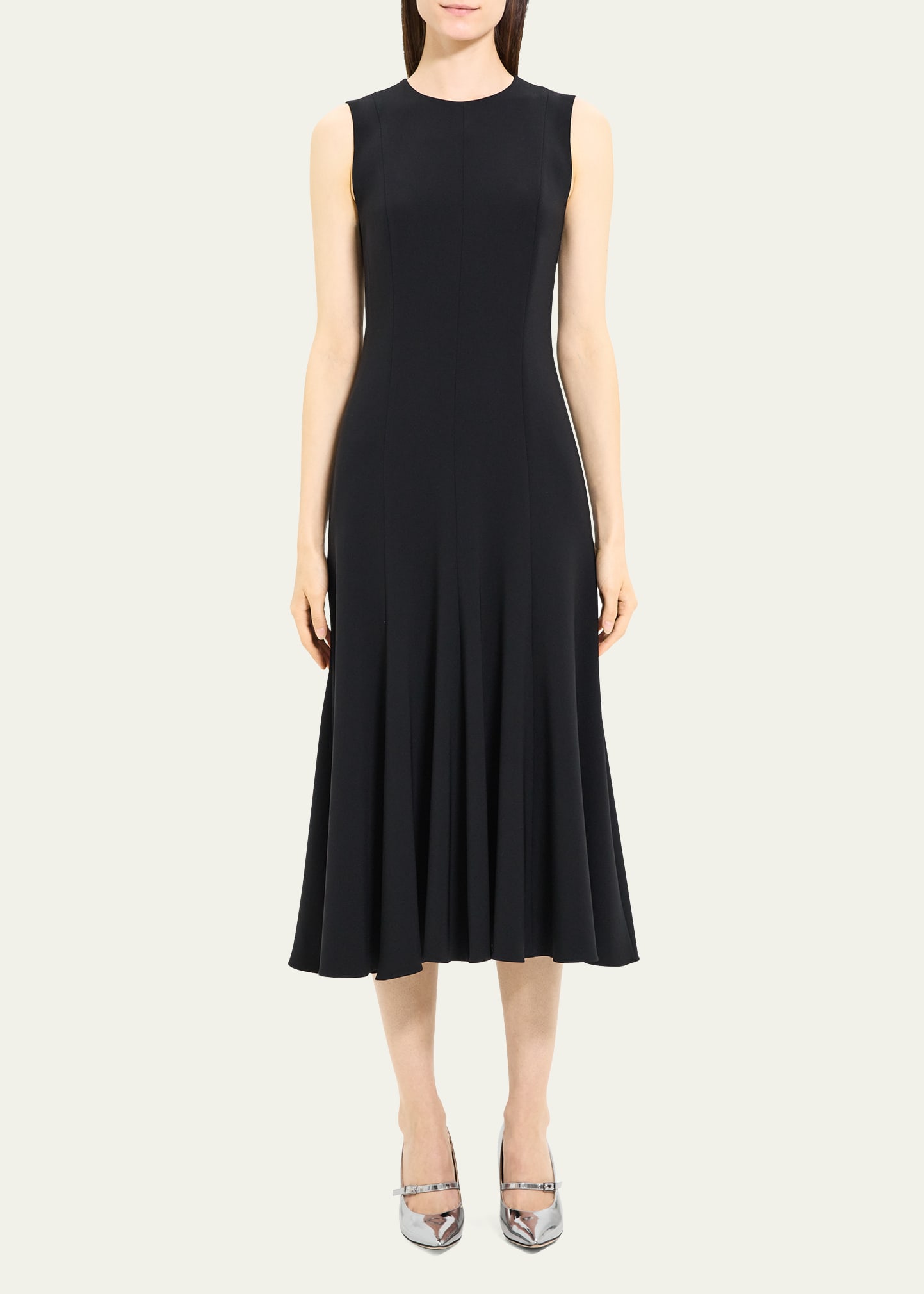 theory crepe midi dress Short-sleeve Midi Dress In Admiral Crepe - Black