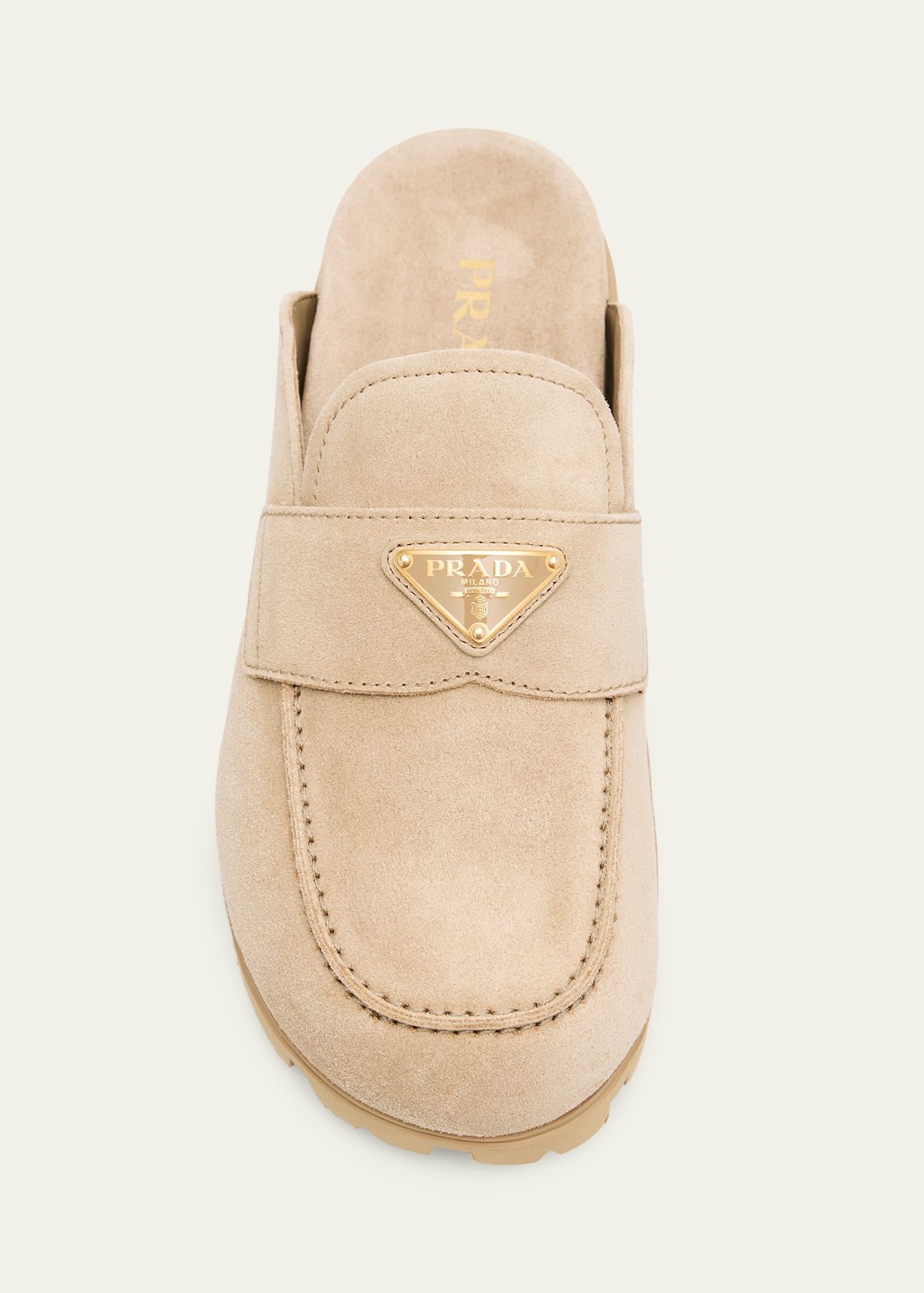 Prada Fussbett Suede Loafer Mules - Bergdorf Goodman