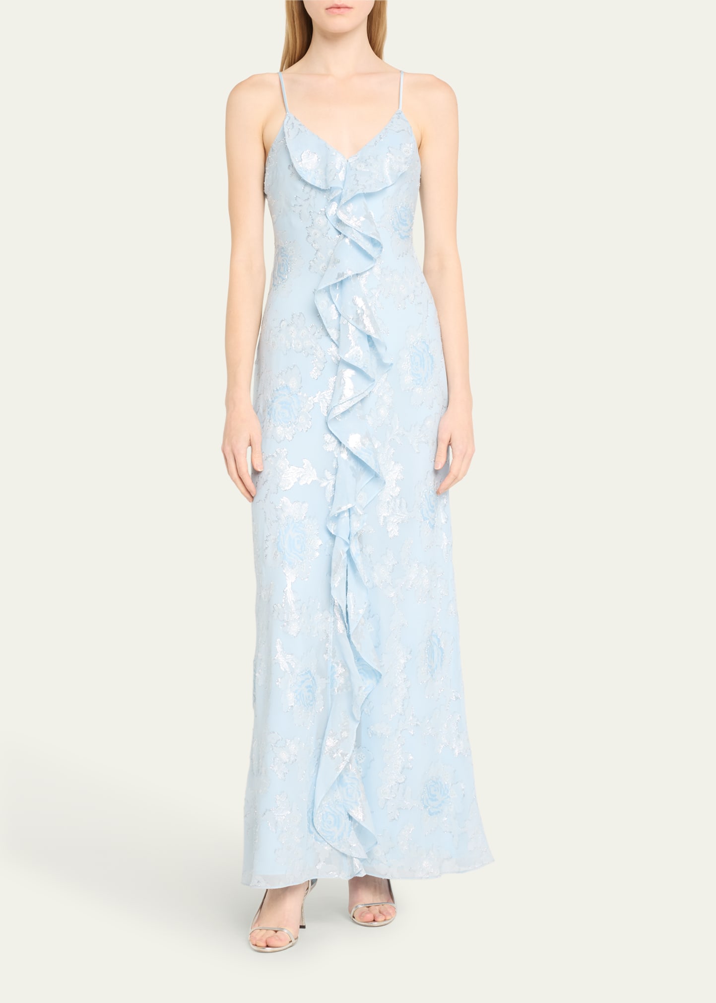 LoveShackFancy June Metallic Floral Sleeveless Ruffle Maxi Dress - Bergdorf  Goodman