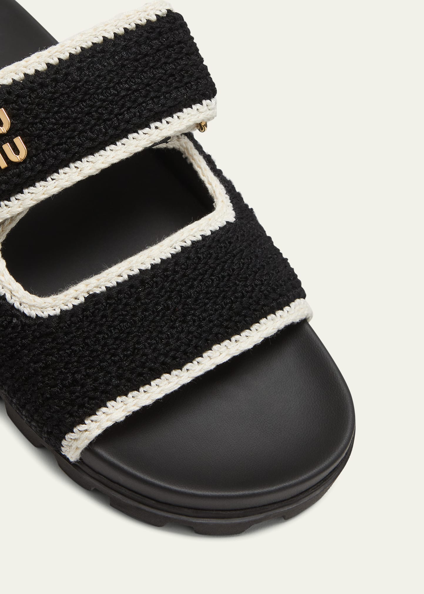 Miu Miu Bicolor Crochet Grip Slide Sandals - Bergdorf Goodman
