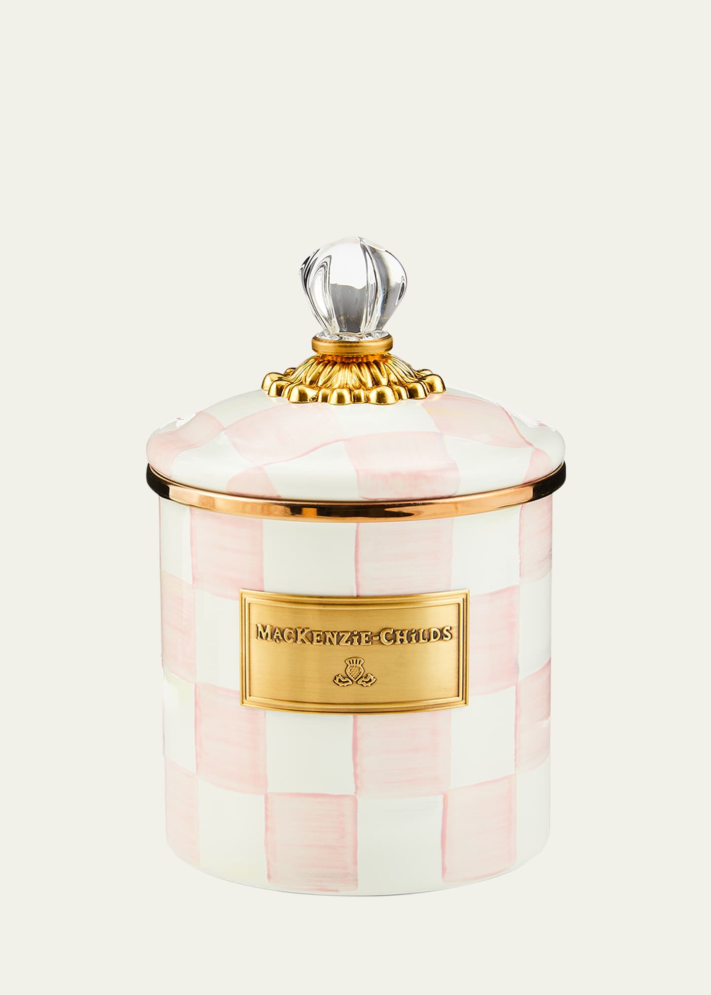 MacKenzie-Childs Rosy Check Enamel Canister, Small - Bergdorf Goodman