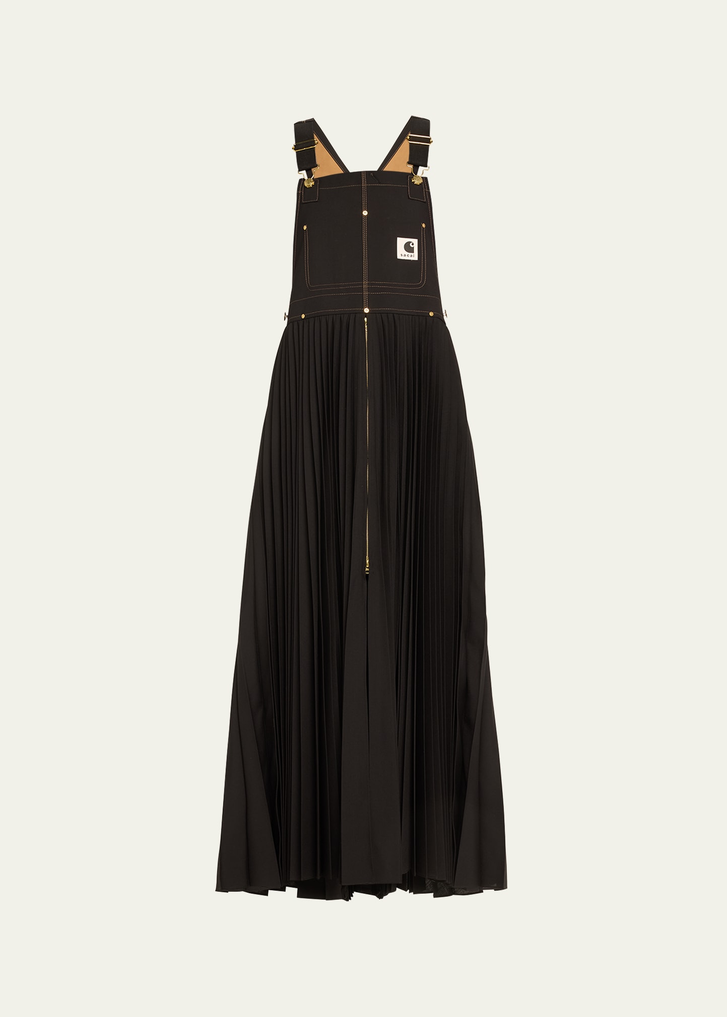 SACAI x Carhartt Apron Flared Pleated Overall Dress - Bergdorf Goodman