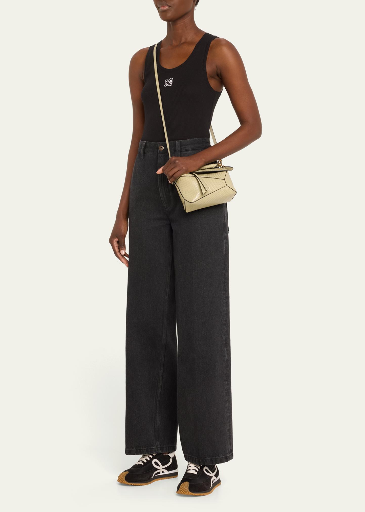 LOEWE Puzzle Edge Mini Shiny Python Top-Handle Bag - Bergdorf Goodman
