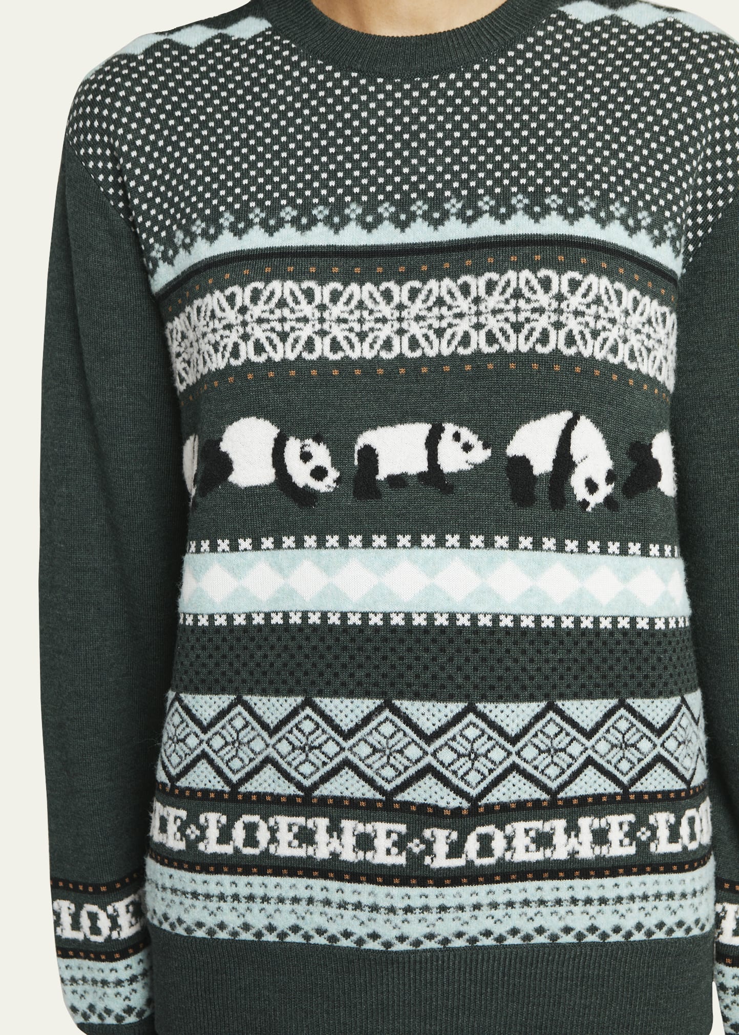 Loewe Panda Intarsia Suna Fujita Fair Isle Wool Sweater - Bergdorf